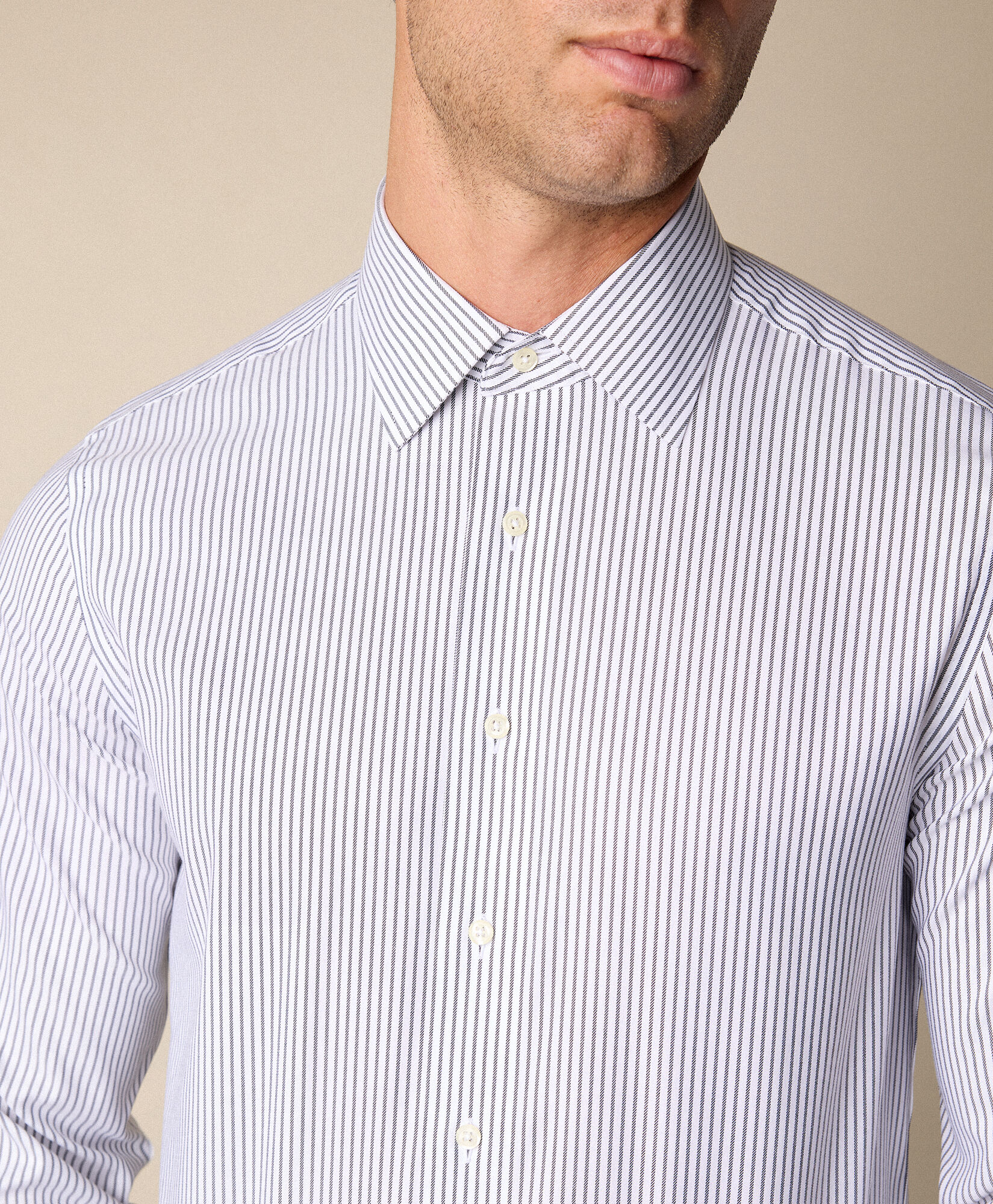 Brooks Brothers Slim Fit Non-Iron Striped Stretch Twill Shirt with Ainsley Collar Black 1000106426US100225638