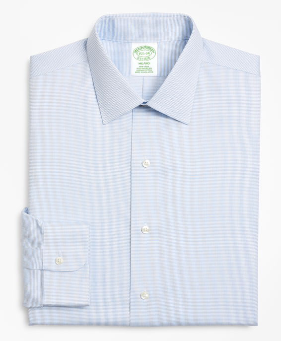 Brooks Brothers Milano Slim-fit Non-iron Dress Shirt, Dobby, Ainsley Collar Blue 1000069144US100143171