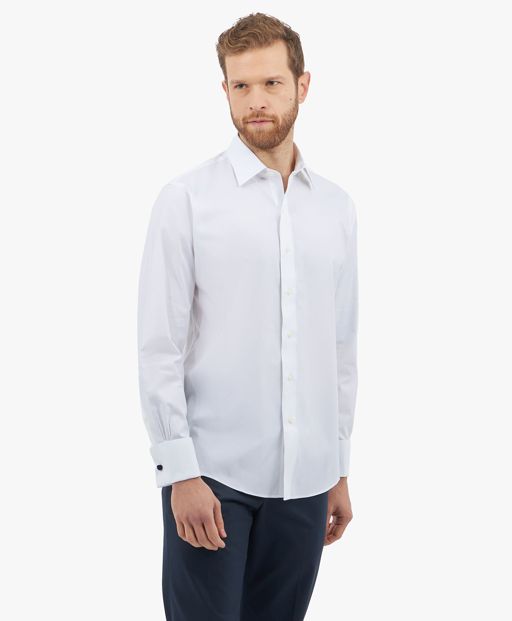 Brooks Brothers Regular Fit Non-Iron Stretch Cotton Shirt with Ainsley Collar White 1000096430US100201323