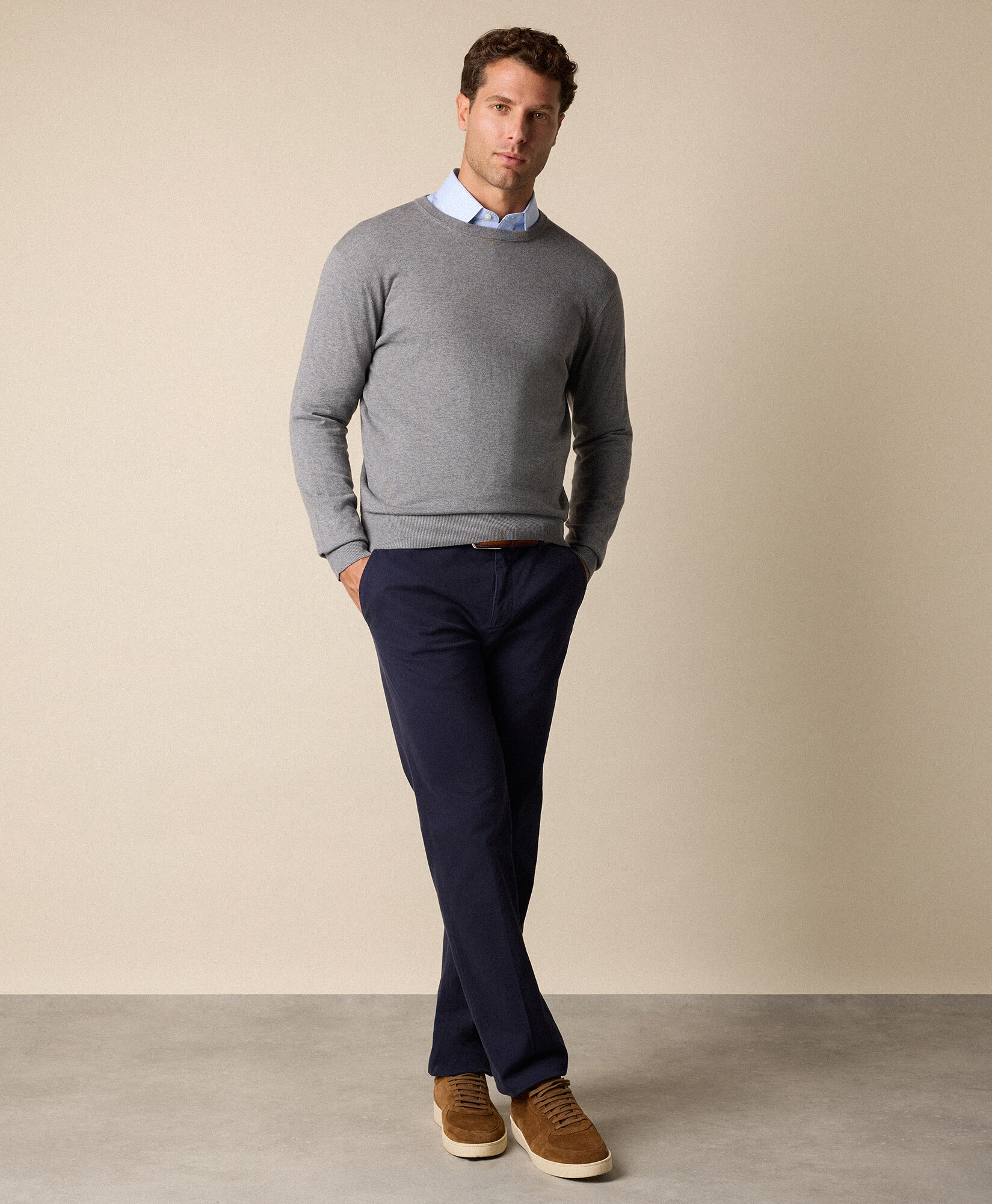 Brooks Brothers Cotton-Cashmere Crewneck Grey KNCRN079COBWS002MDGRP001