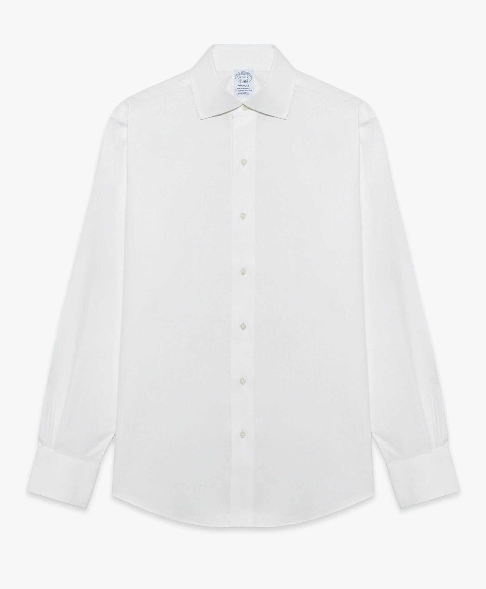 Brooks Brothers Regular Fit Non-Iron Stretch Twill Shirt with English Collar White 1000097508US100205358