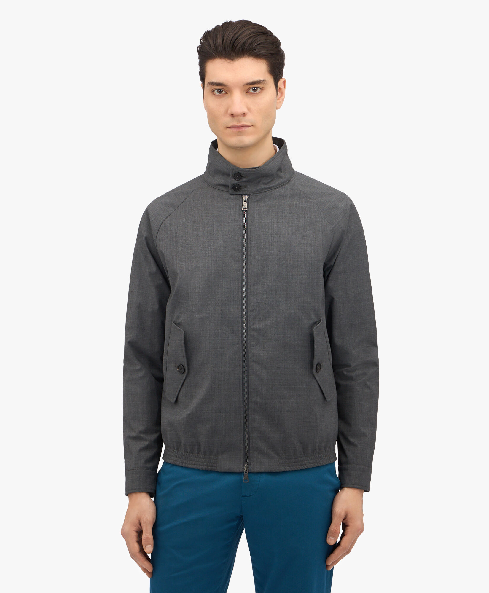 Grey Virgin Wool Harrington Jacket in Medium Grey for Men Brooks Brothers EU