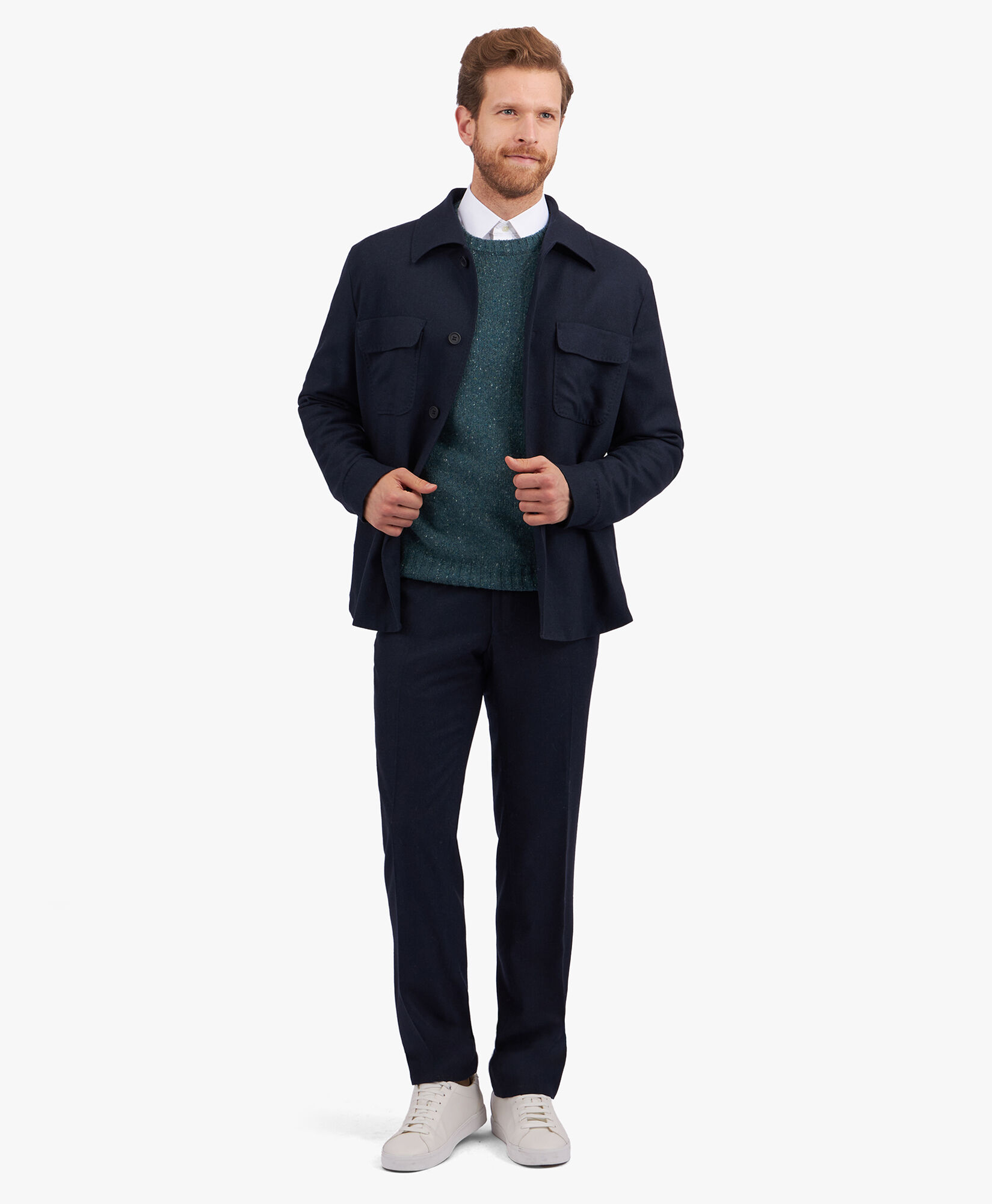 Navy Blue Wool Blend Overshirt Jacket in Navy for Men Brooks Brothers EU