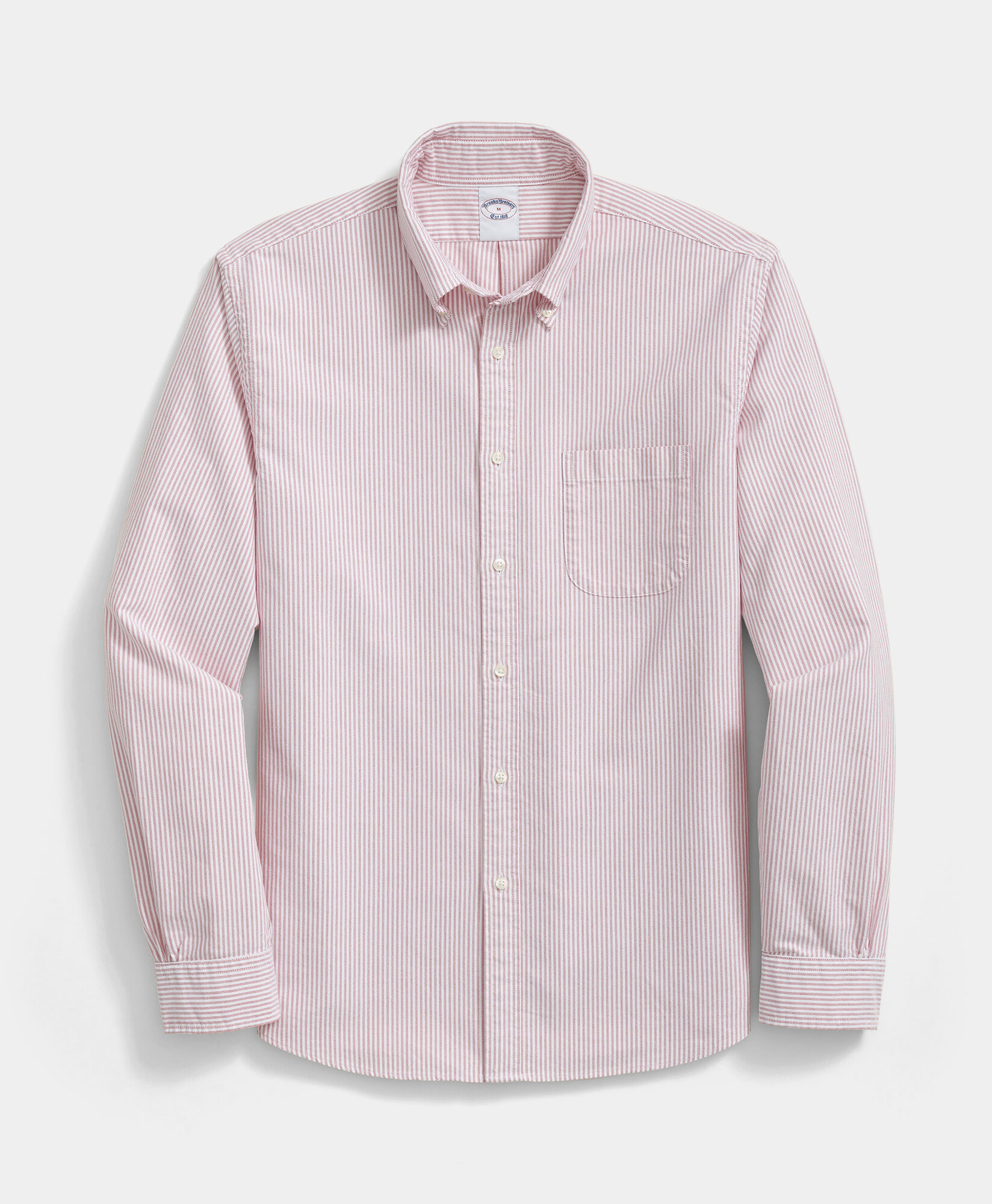 Brooks Brothers Chemise Oxford lavée à rayures coupe régulière avec Col Button Down Rouge 1000098504US100221515