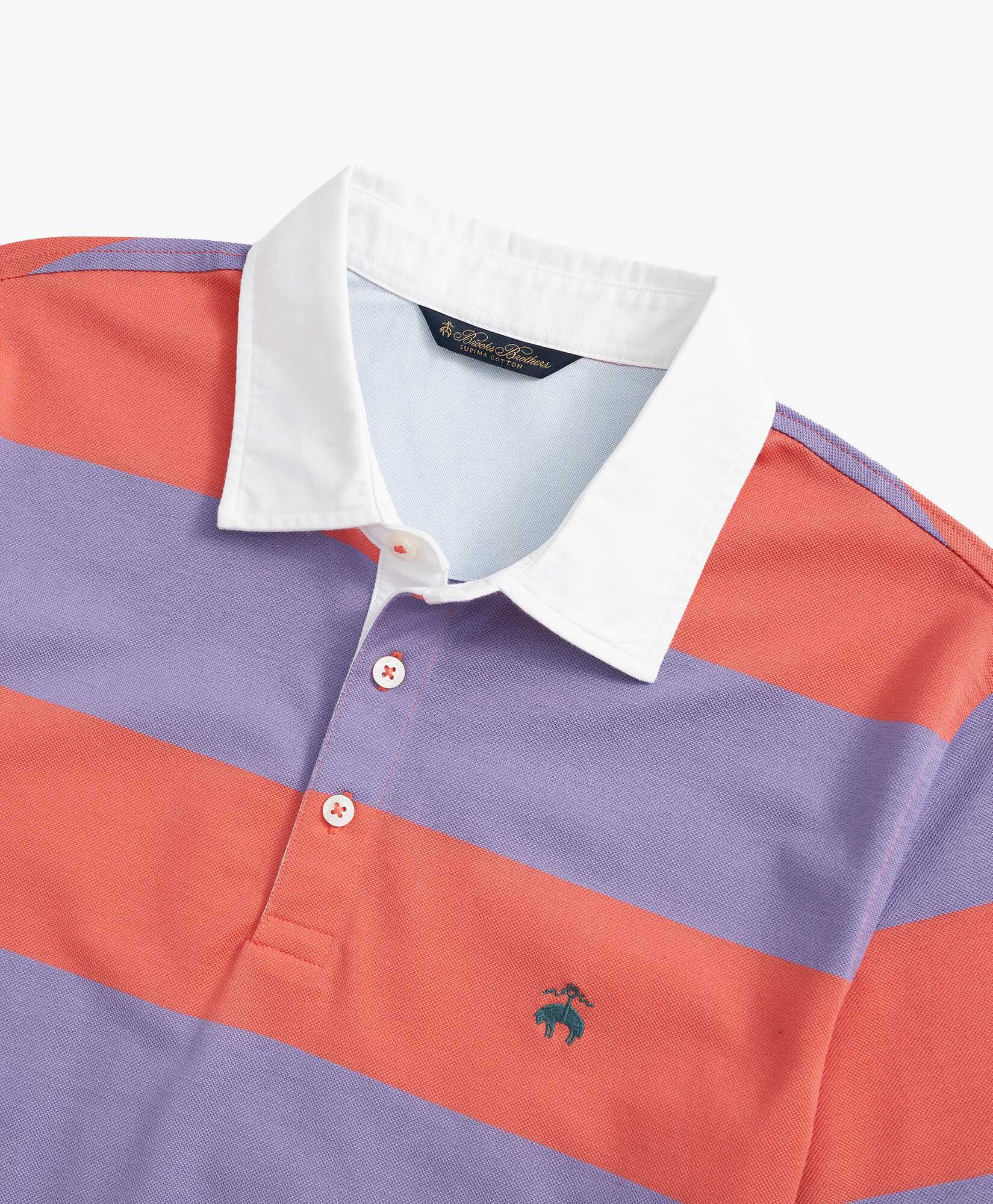 Slim fit Rugby Stripe Stretch Pique Polo Shirt in BLUE MULTI for Men Brooks Brothers UK