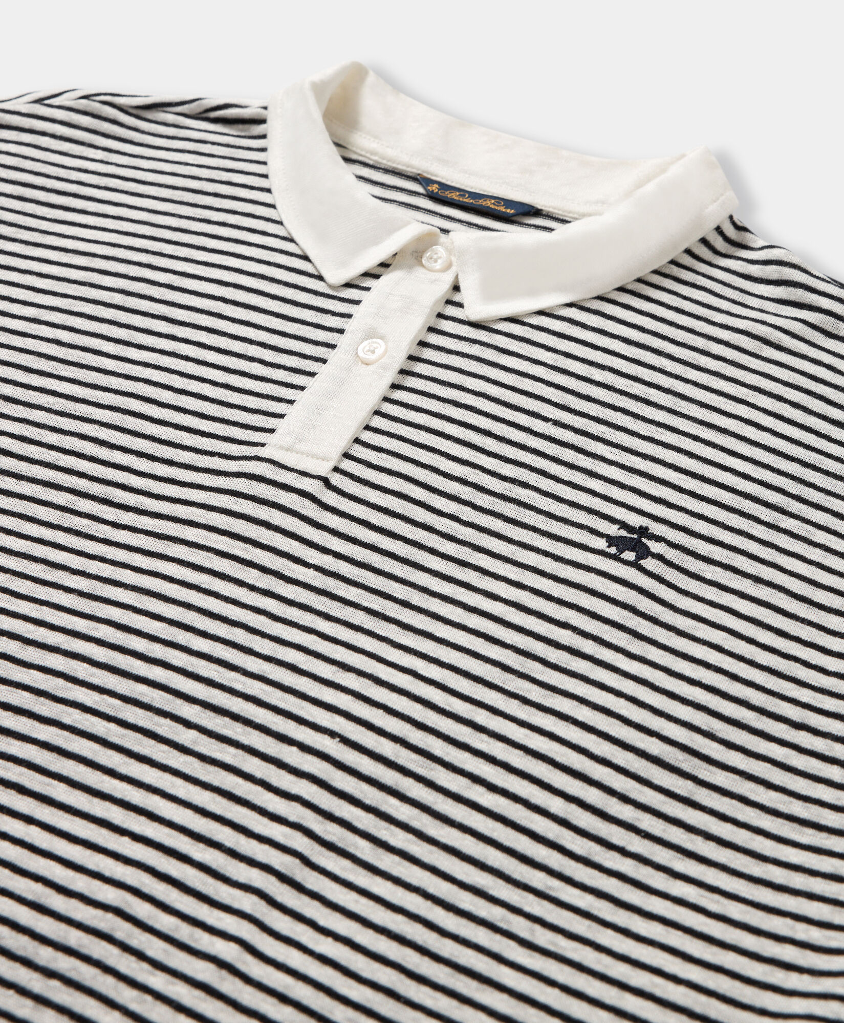 Brooks Brothers Striped Linen-Cotton Jersey Polo with Logo White KNPOL025LIBCO002WHITF001