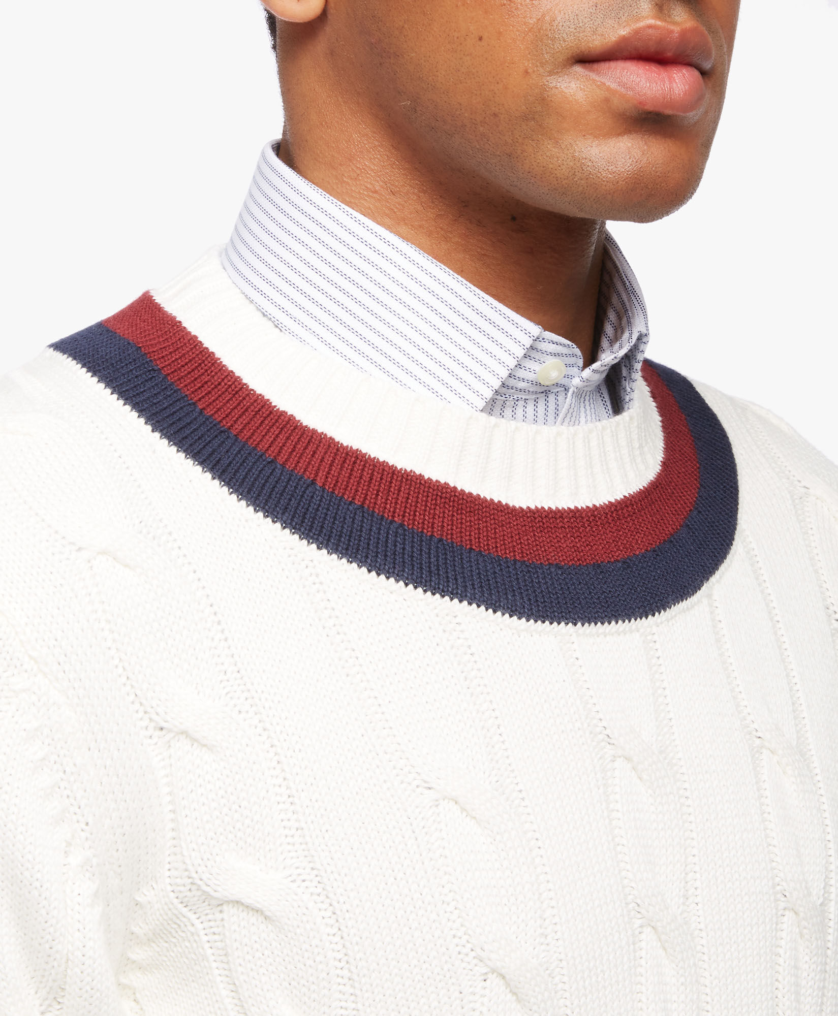 SupimaCottonCableTennisSweater in White for Men Brooks Brothers UK