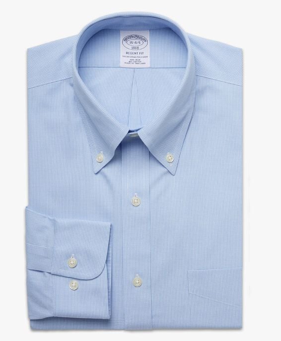 Brooks Brothers Camisa de vestir corte regular Regent non-iron de pinpoint con cuello button down Azul pastel 1000006209US100011302