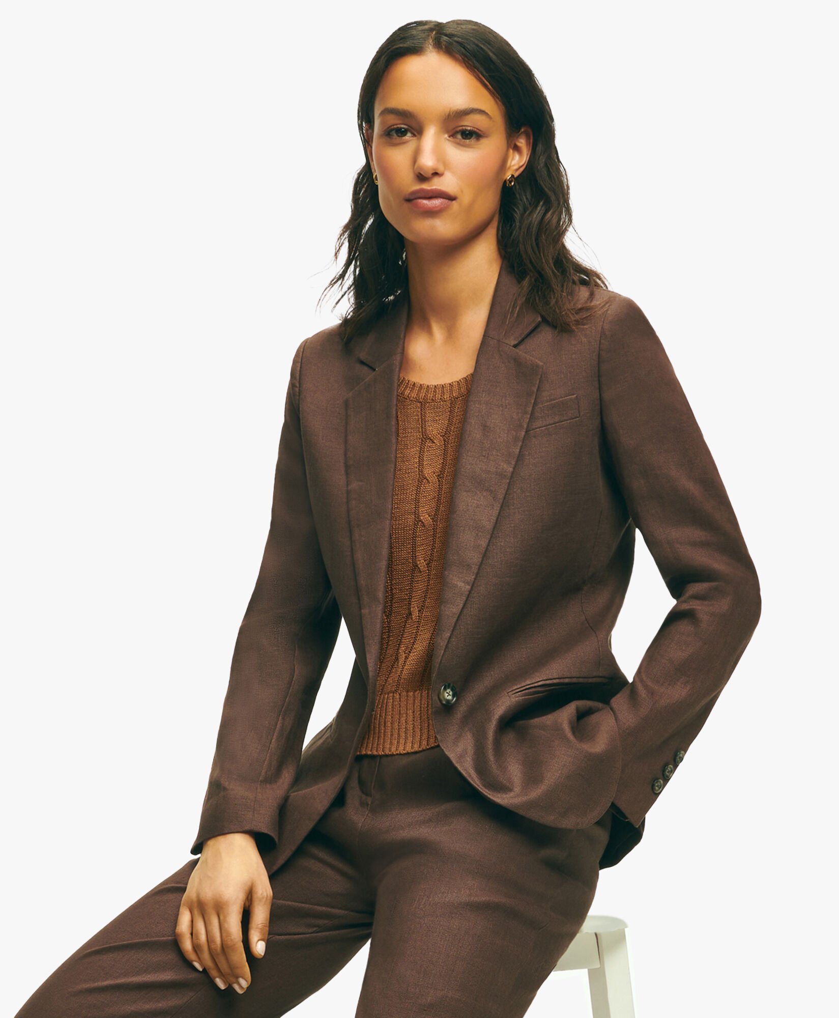 Tan linen jacket new arrivals