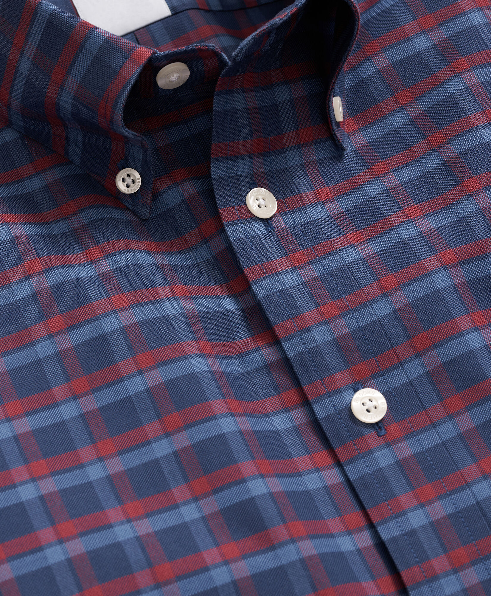 Brooks Brothers Regular Fit Non-Iron Plaid Stretch Oxford Shirt with Button Down Collar Navy 1000104549US100223187