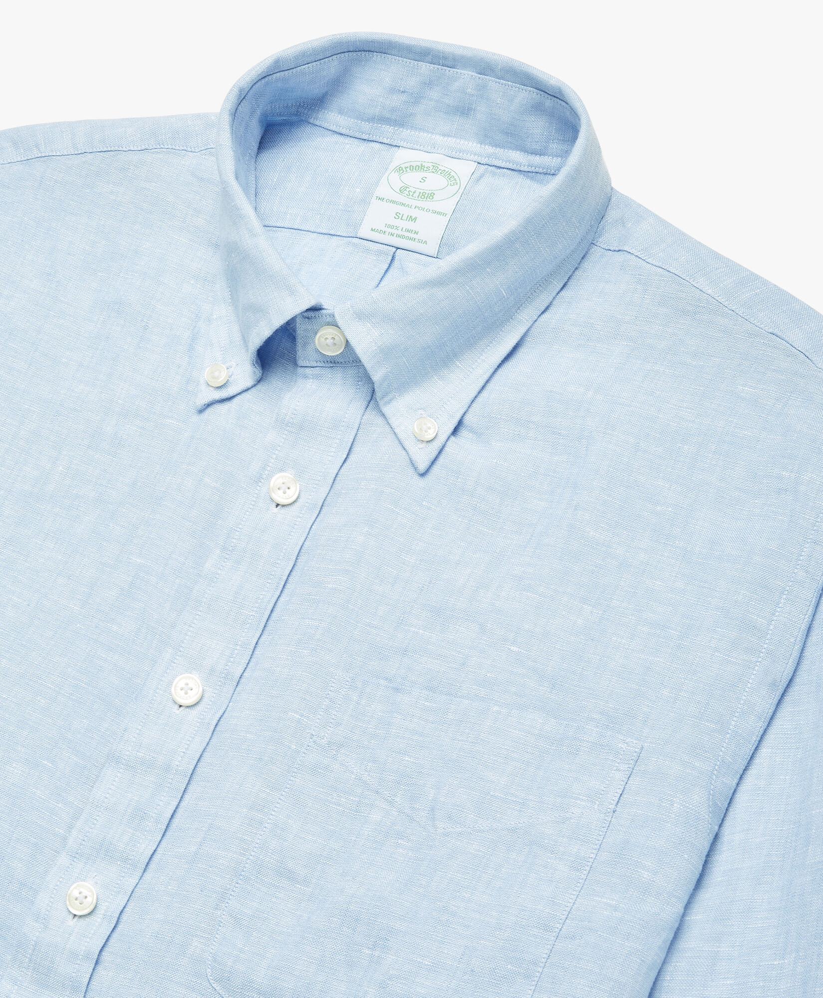 Milano Slim fit Irish Linen Sport Shirt in Open Blue for Men Brooks Brothers EU