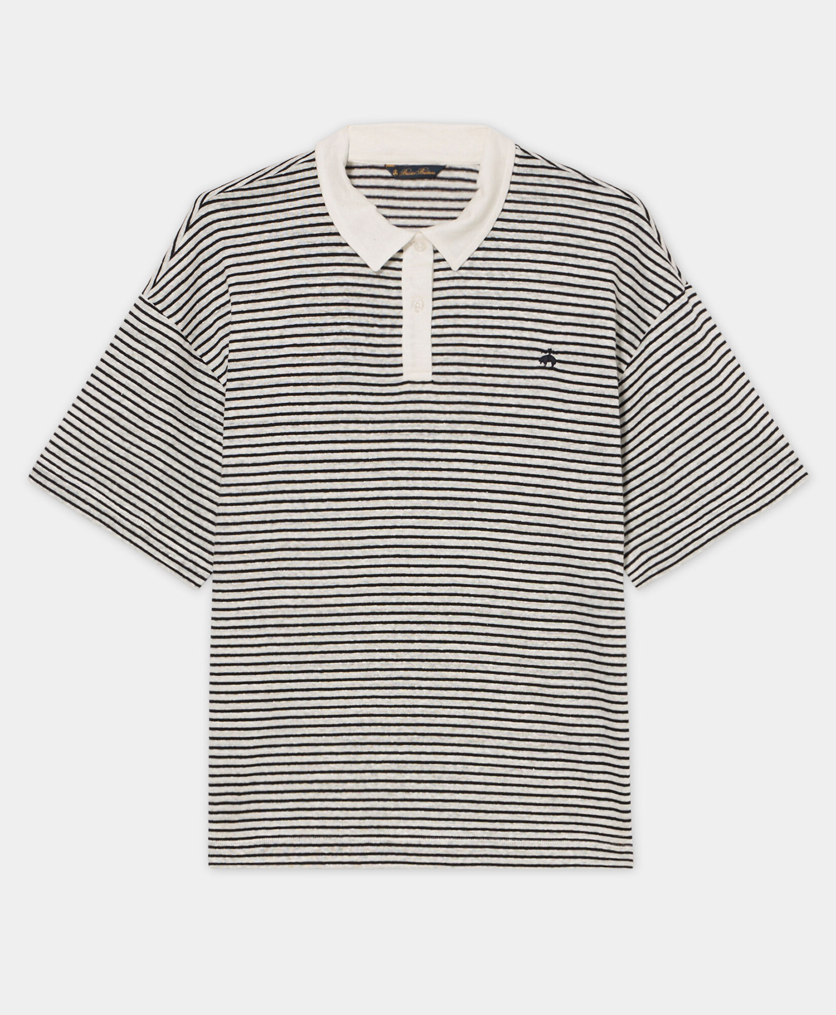 Brooks Brothers Striped Linen-Cotton Jersey Polo with Logo White KNPOL025LIBCO002WHITF001