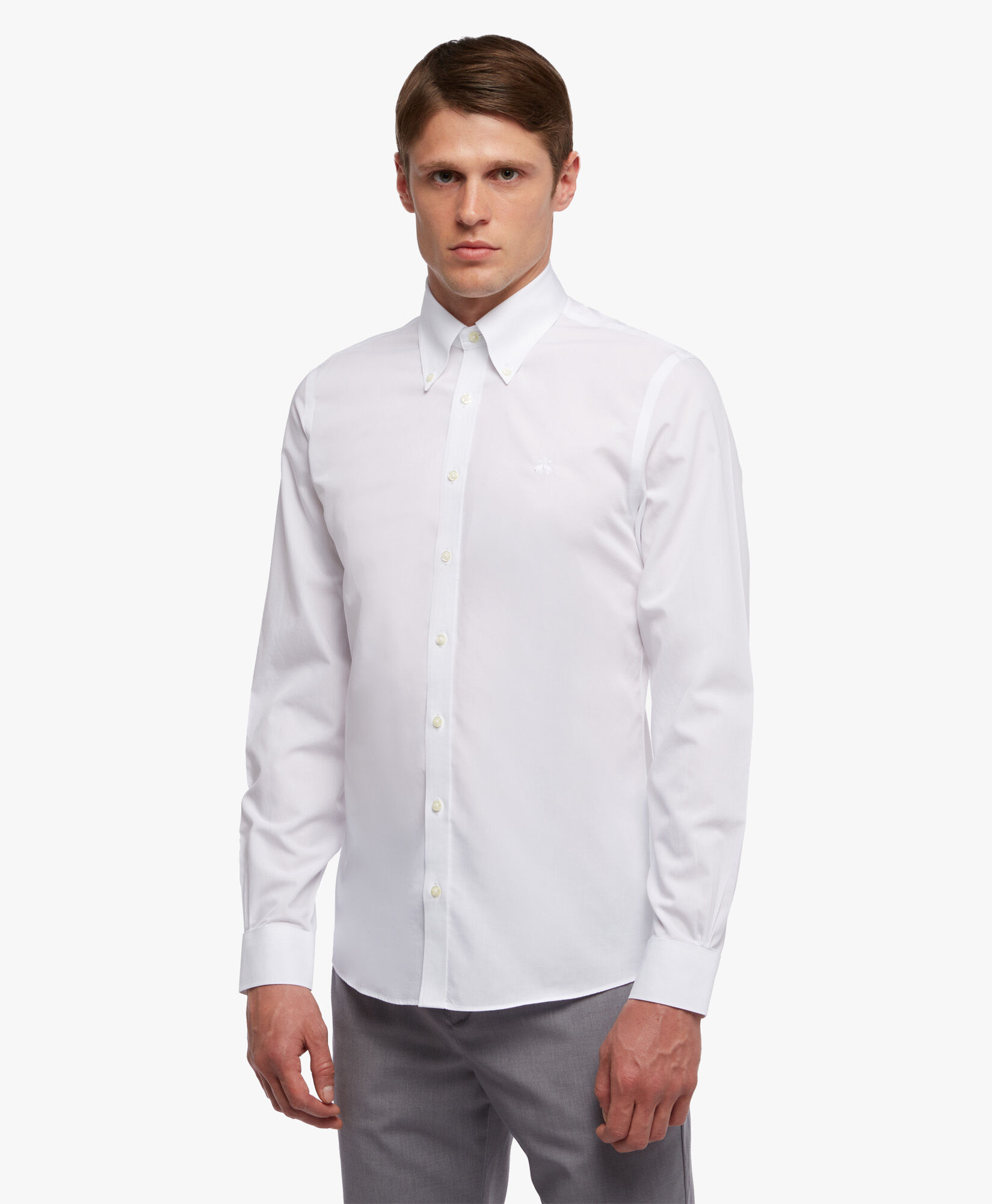 Camicia Bianca Slim Fit Non Iron in cotone con collo Button Down