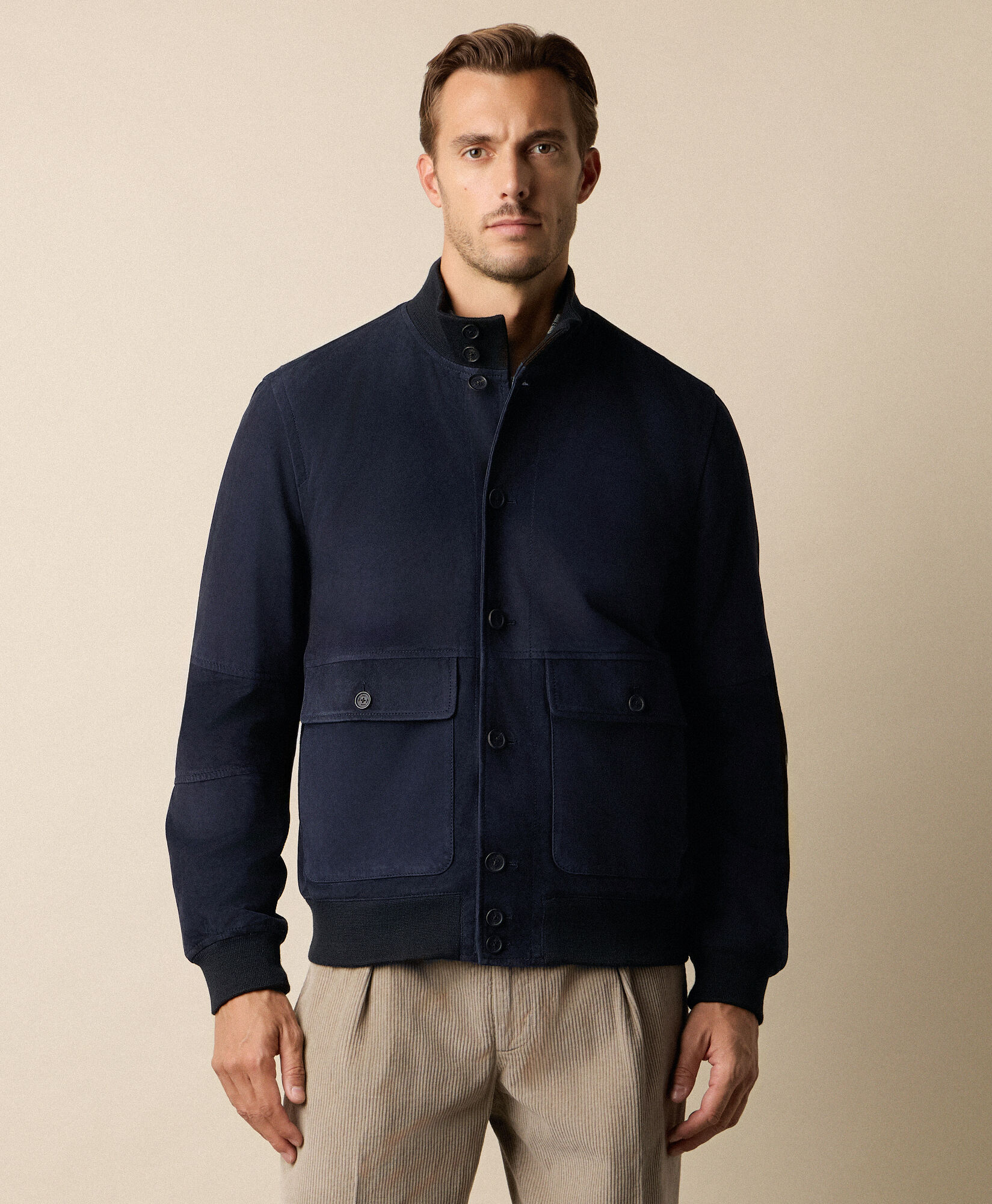 Brooks Brothers Bomber Suede Jacket Light Blue COBOM012LTPLT002BLUEP003