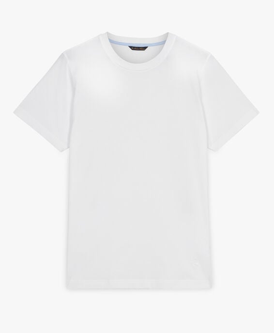 Brooks Brothers Camiseta blanca de algodón con cuello redondo Blanco KNTSH003COPCO001WHITP001