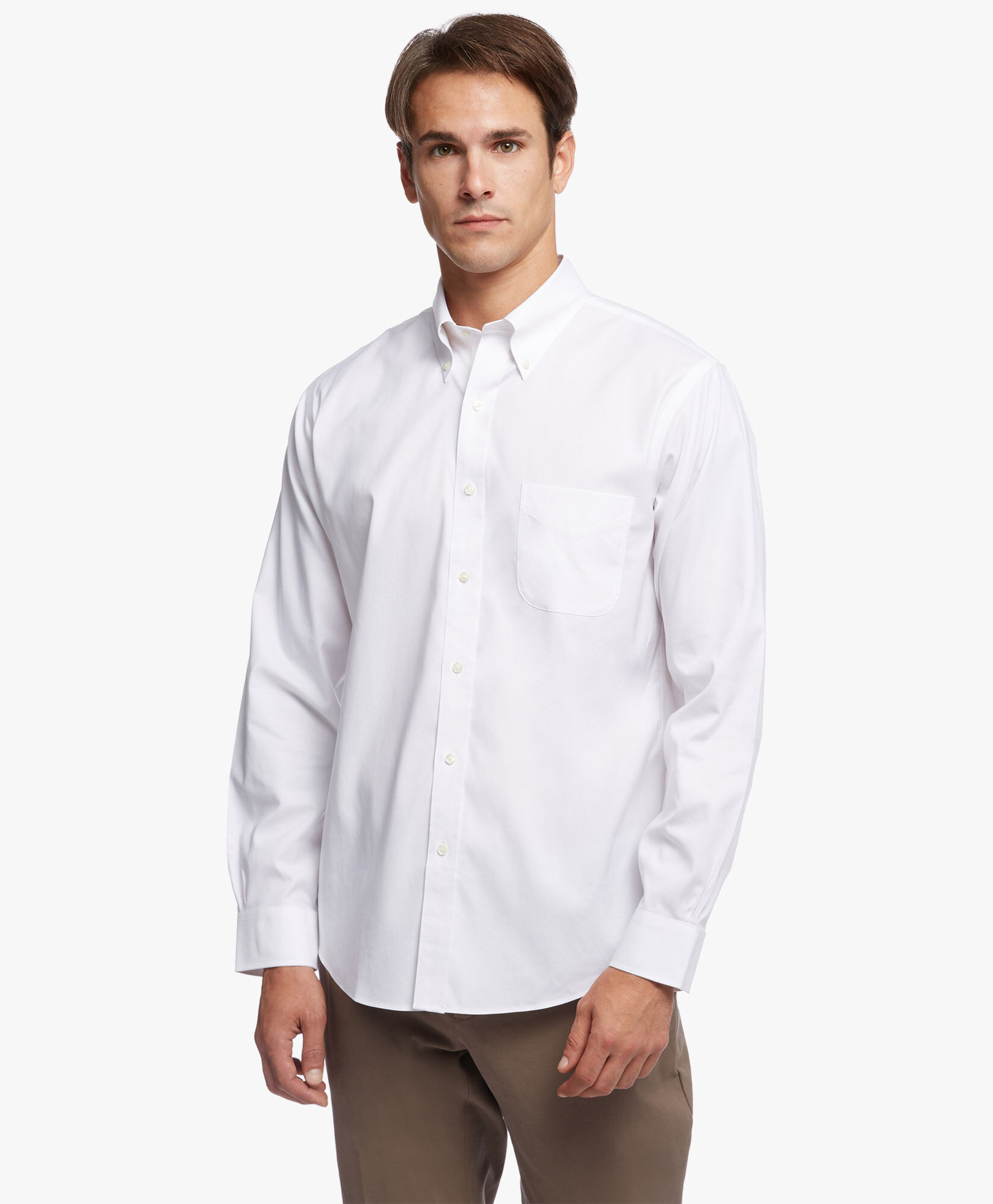 Regent Regular fit Non iron Dress Shirt Pinpoint Stretch Button Down Collar in White for Men Brooks Brothers UK