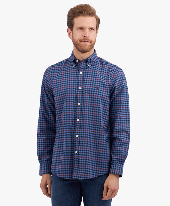 Brooks Brothers Camisa de algodón elástico azul non-iron corte regular con cuello button down Azul 1000097913US100206143