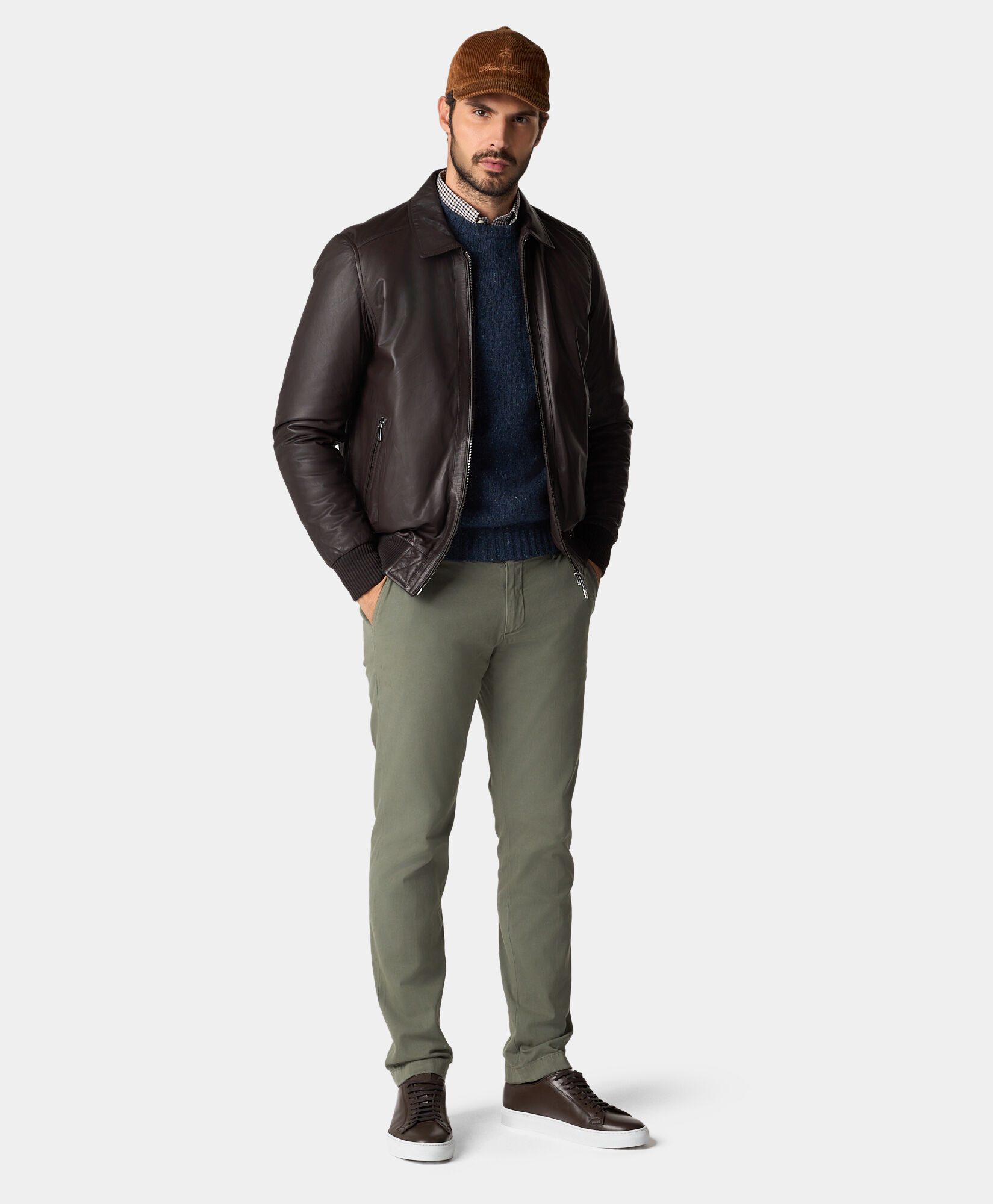 Leather Bomber Jacket in Brown for Men Brooks Brothers UK