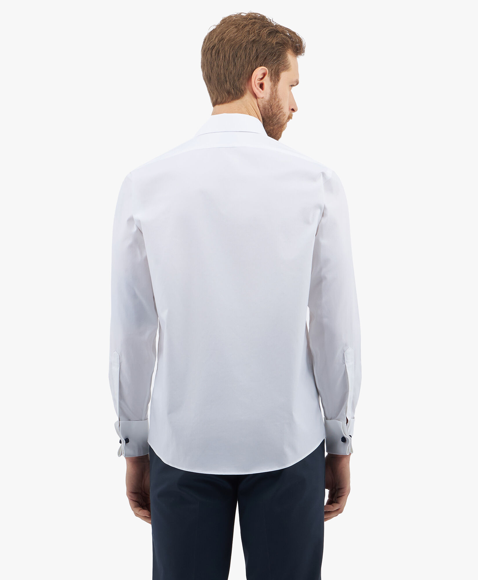 Brooks Brothers Regular Fit Non-Iron Stretch Cotton Shirt with Ainsley Collar White 1000096430US100201323