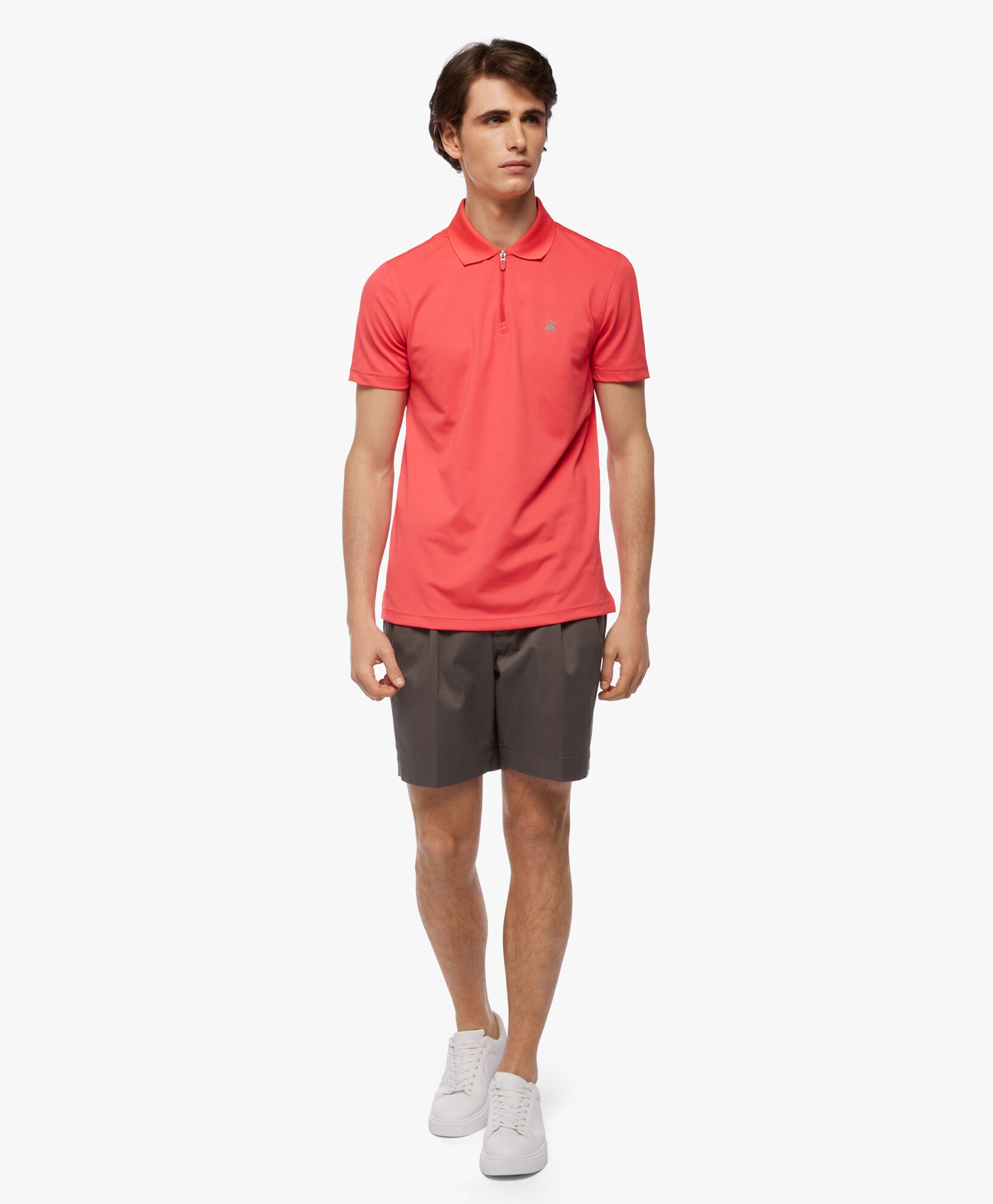 KNT ML GOLF SS ZIP POLO SOLID in GERANIUM for Men Brooks Brothers UK