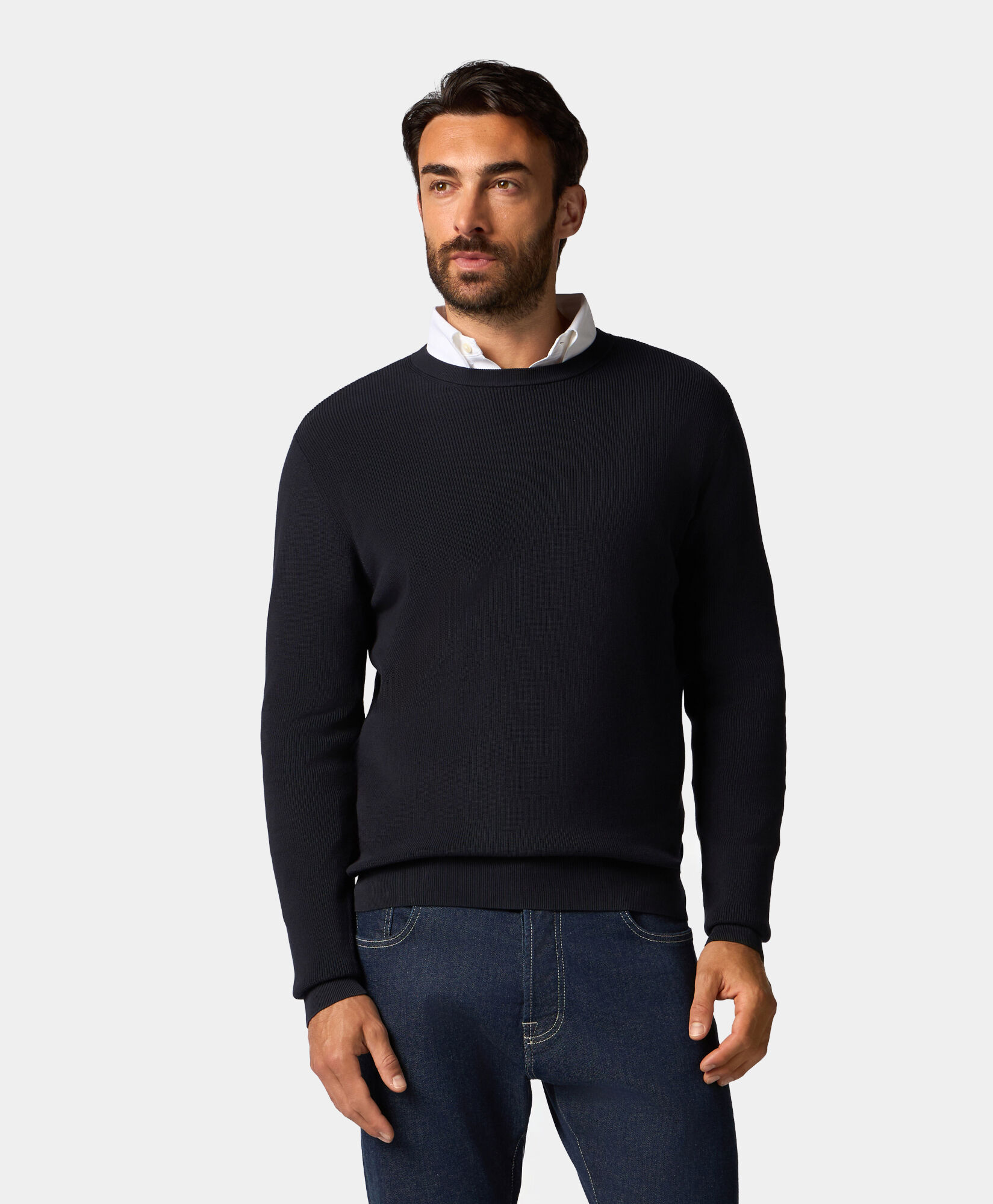 Brooks Brothers Cotton Crewneck Sweater Navy KNCRN047COPCO002NAVYP001