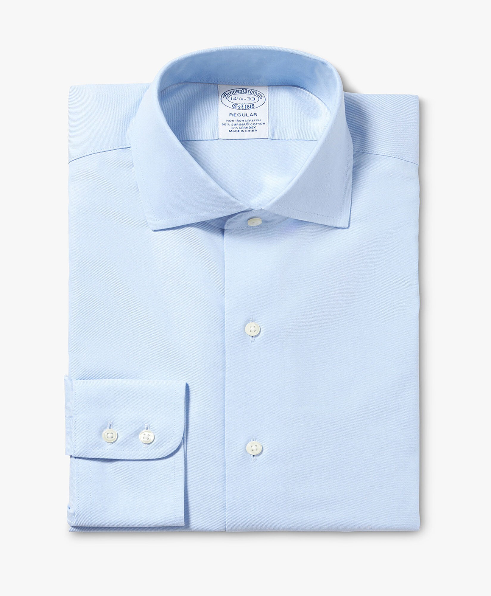 Brooks Brothers Regular Fit Non-Iron Stretch Twill Shirt with English Collar Light Blue 1000097508US100205356