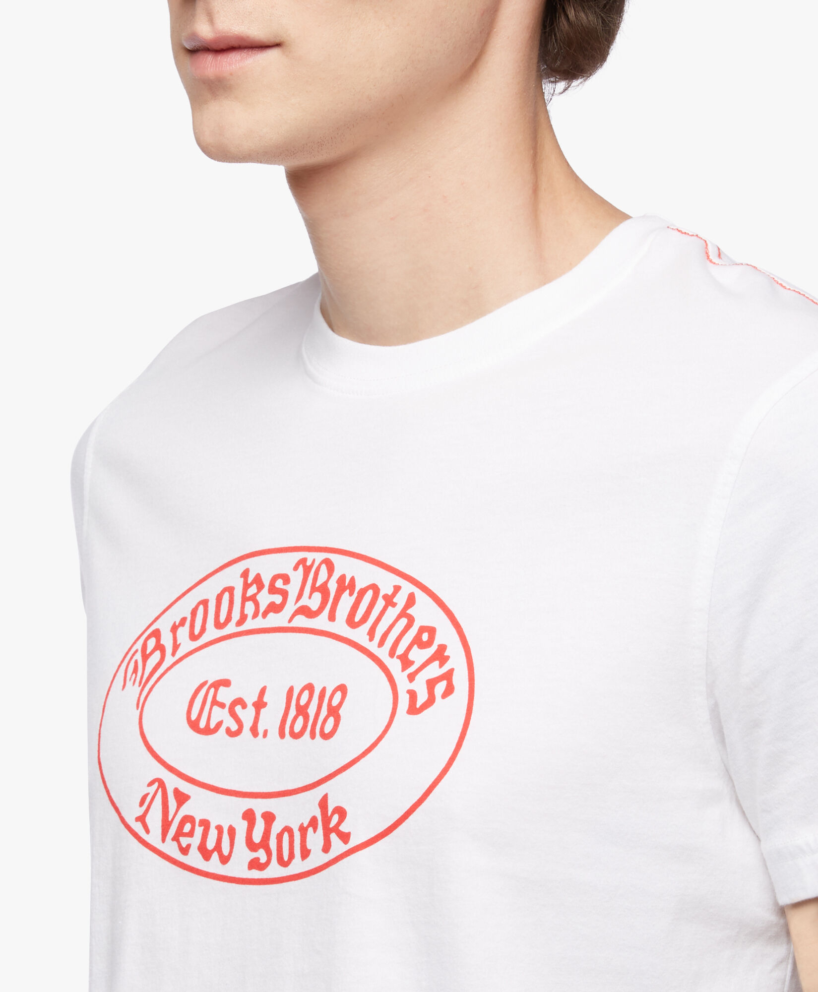 Brooks Brothers Label Graphic T Shirt in Open White Brooks