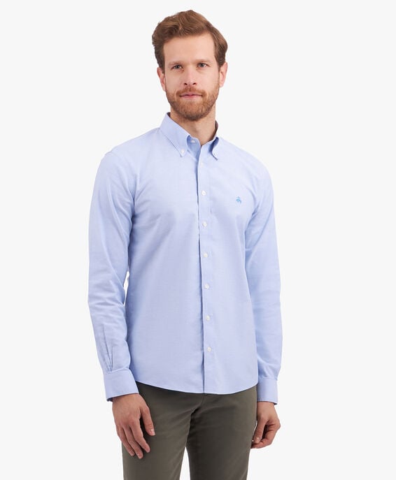 Brooks Brothers Camisa de algodón elástico azul non-iron corte slim con cuello button down Azul 1000094796US100204578