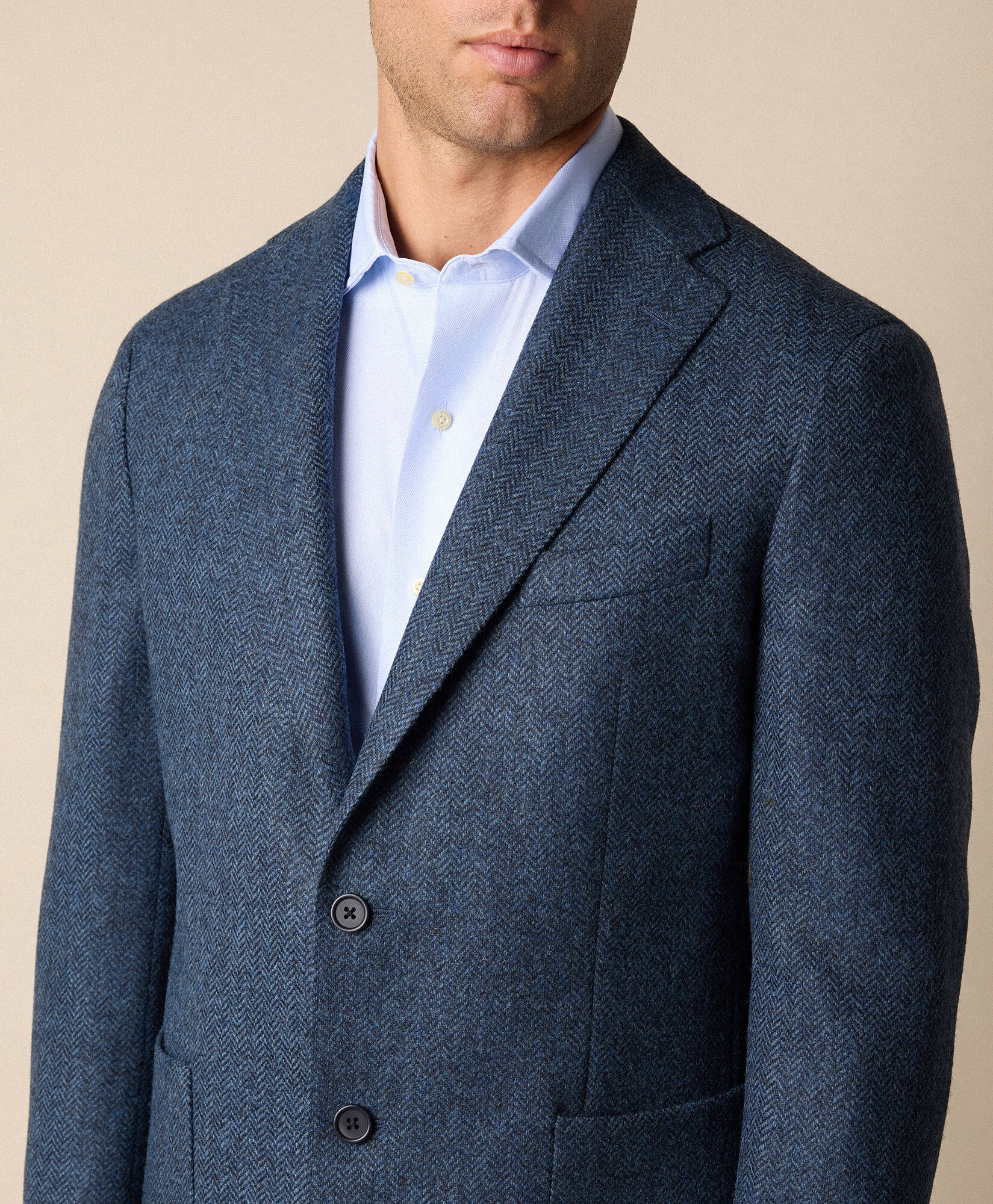 Brooks Brothers Herringbone Tweed Blazer Light Blue JKREG088WOPWO001LTBLF001