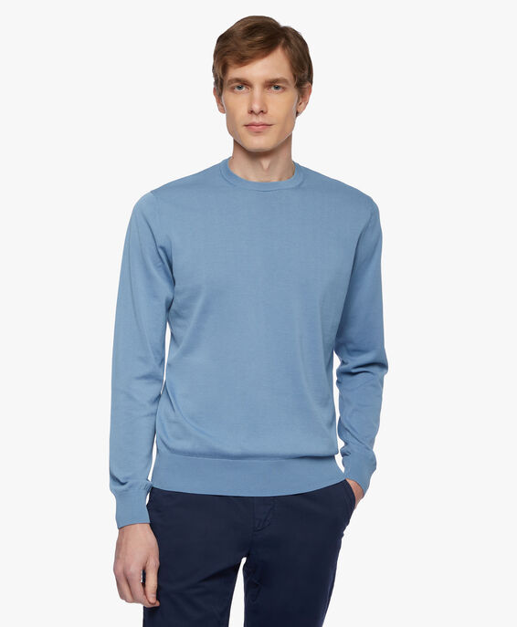 Brooks Brothers Pullover in cotone Azzurro KNCRN008COPCO002LTBLP001