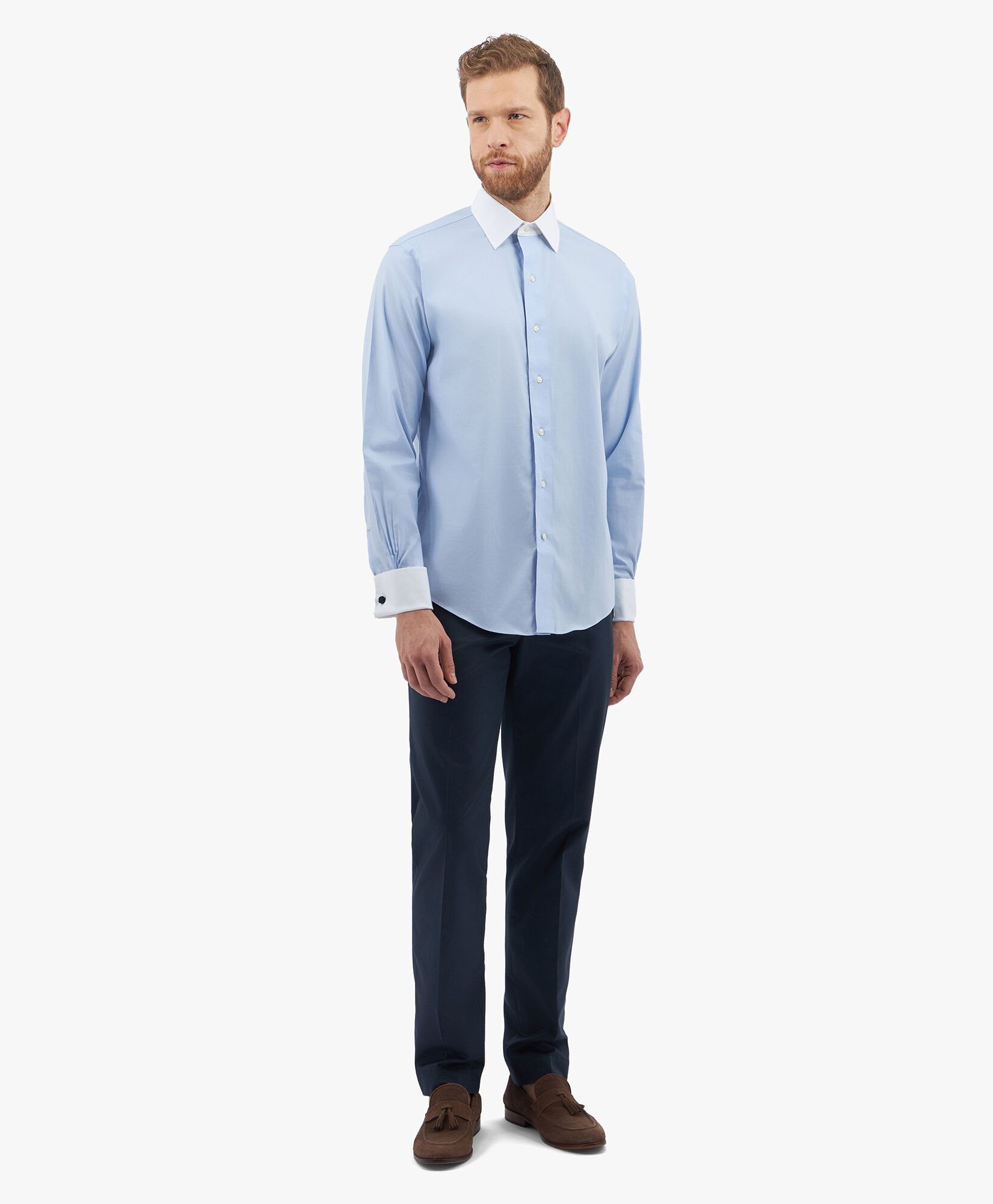 Light Blue Regular Fit Non Iron Stretch Supima Cotton Pinpoint