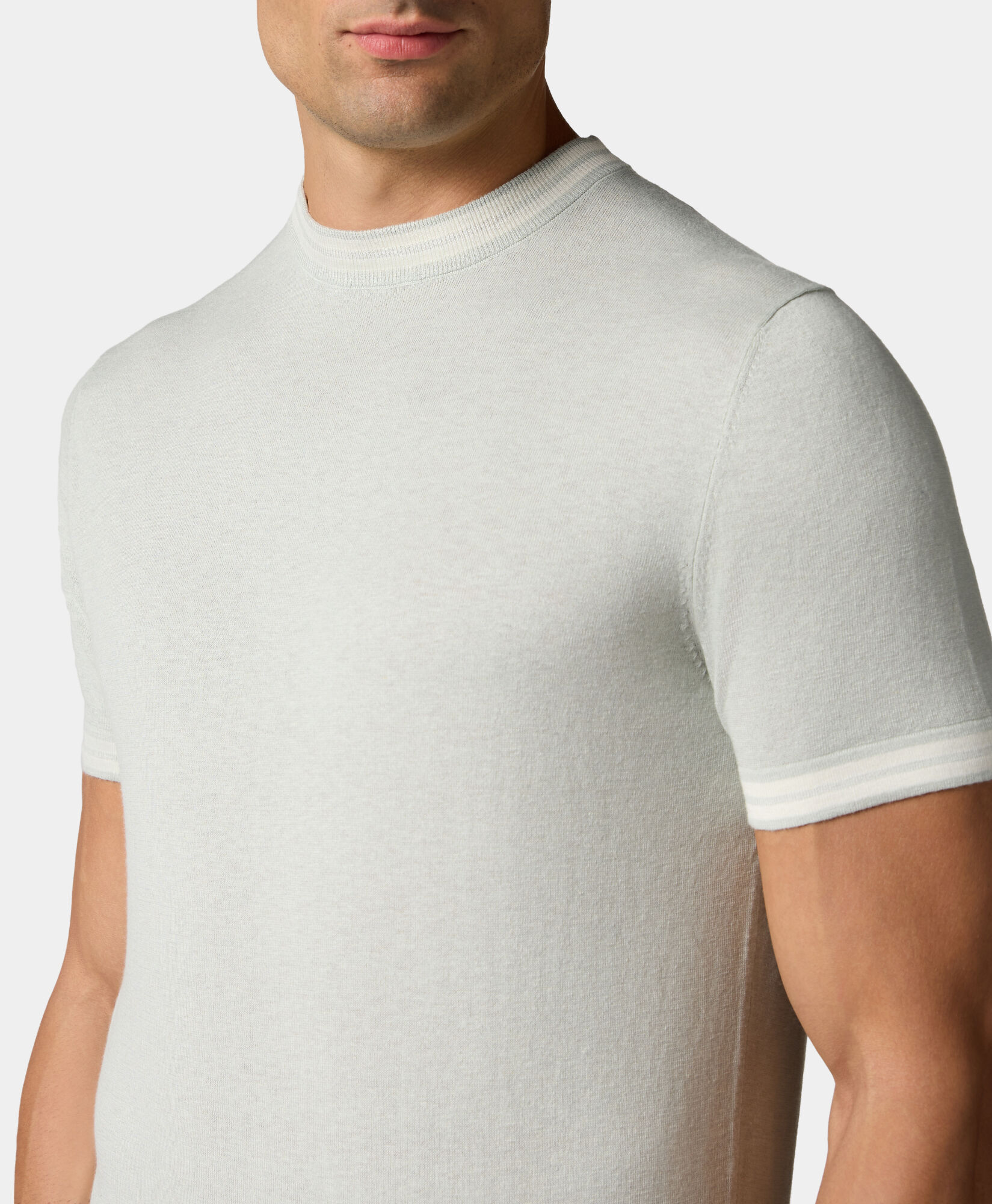 Brooks Brothers Organic Cotton-Linen T-shirt Teal KNCRN049COBLI004TEALP001