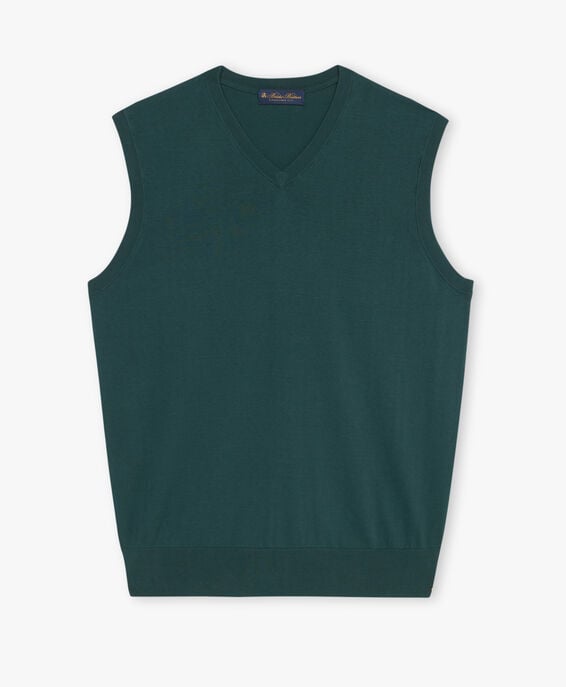 Brooks Brothers Green Cotton Sweater Vest Green KNTVE002COPCO002GREEP001