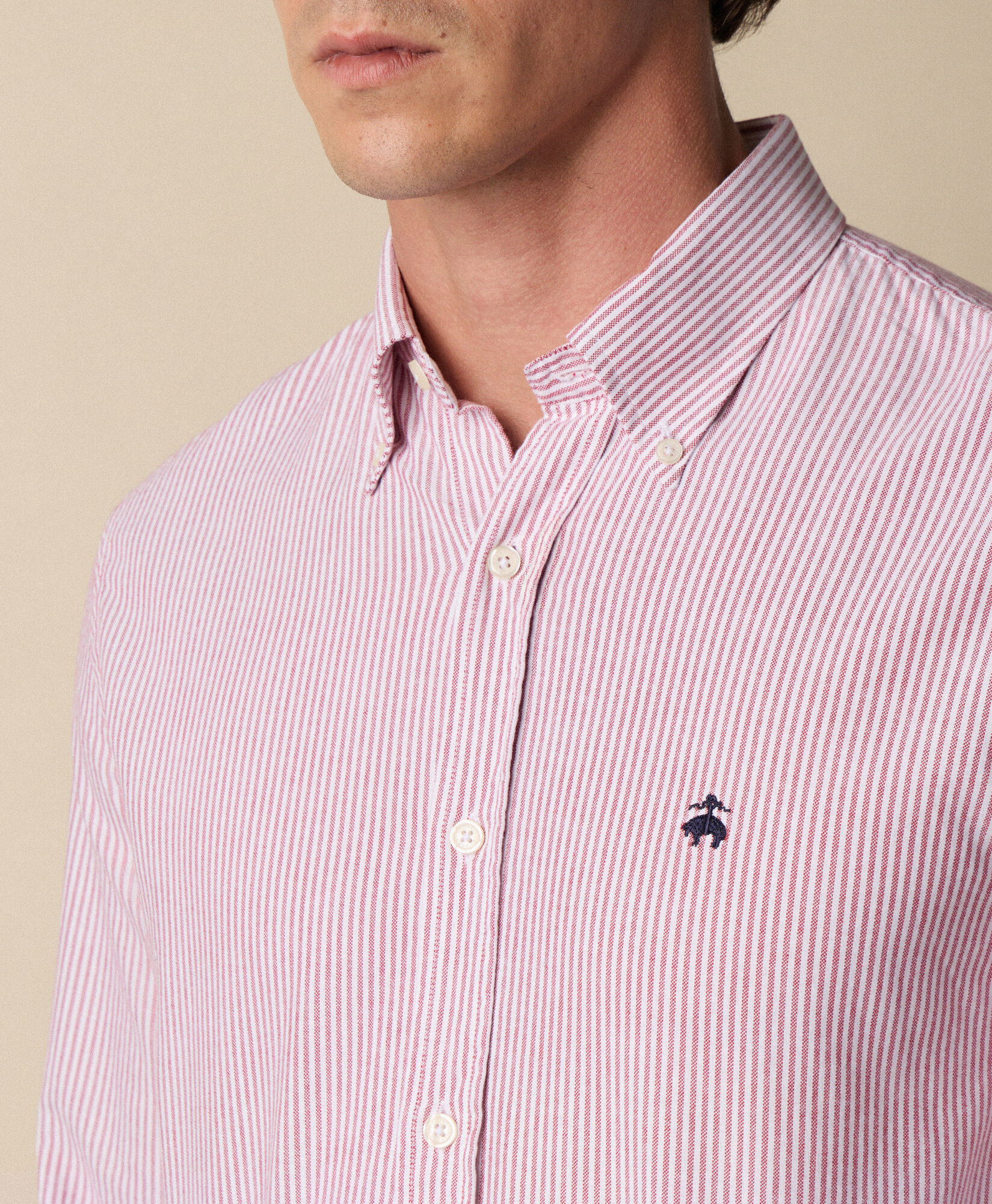 Brooks Brothers Slim Fit Oxford Shirt with Button Down Collar Red CSHBD025COPCO001REDF0001