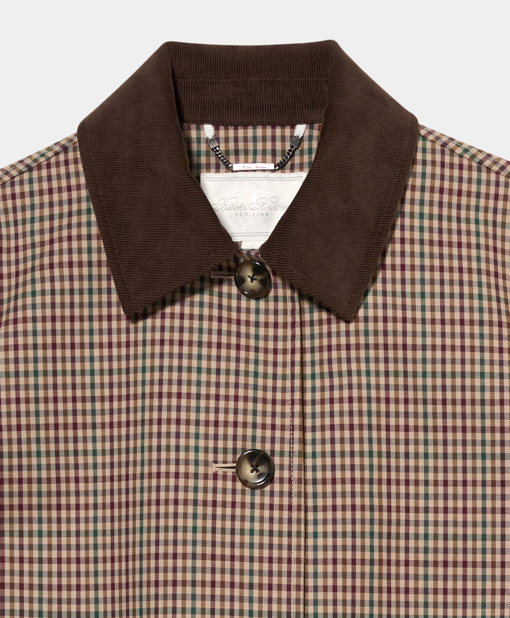 Brooks Brothers Manteau en Twill de Coton à Carreaux Météorite 1000104559US100222026