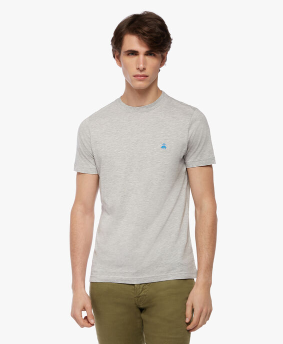 Brooks Brothers Washed Supima Cotton Logo Crewneck T-Shirt Grey 1000089520US100185197