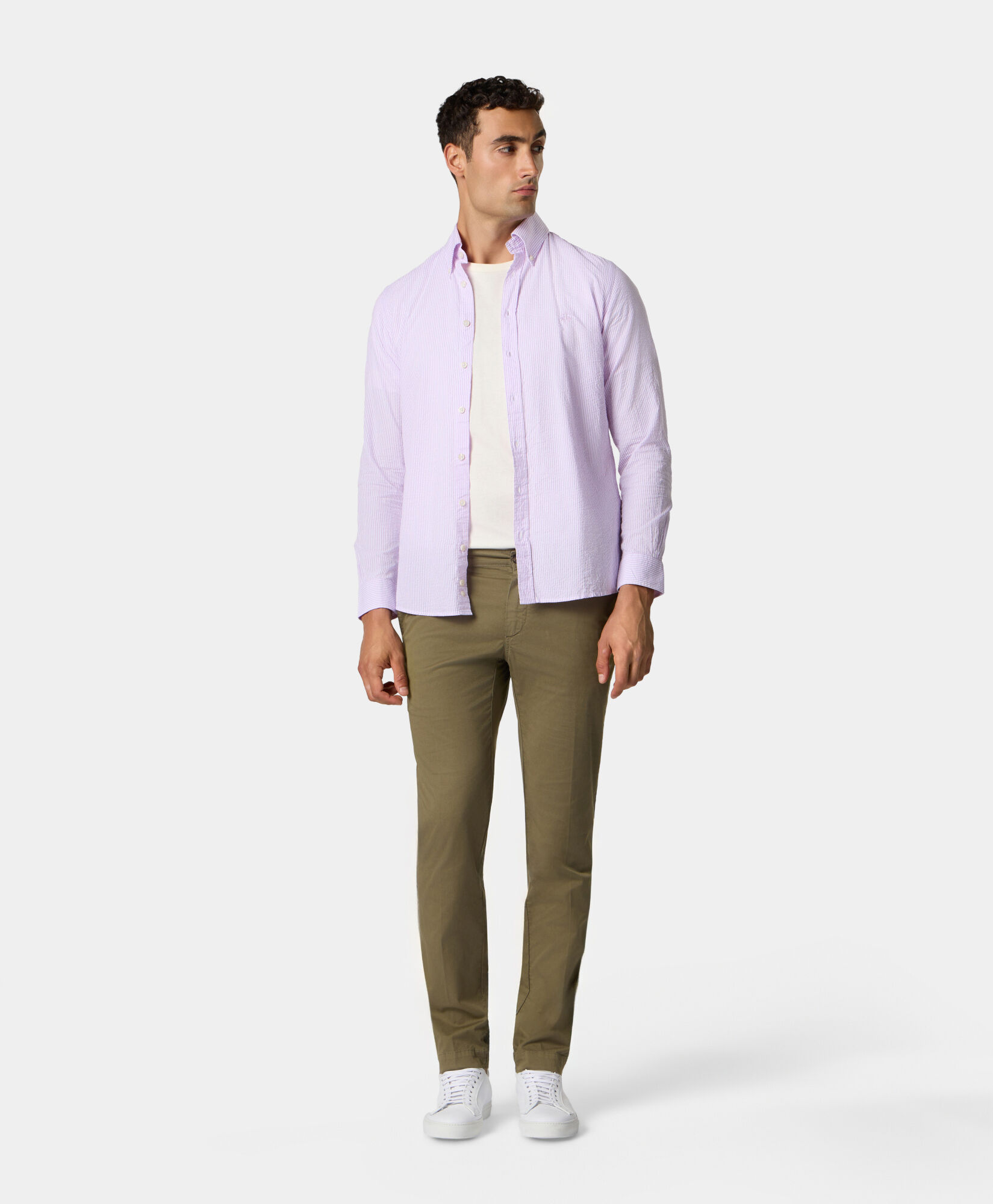 Brooks Brothers Slim Fit Striped Seersucker Button Down Shirt Lilac CSHBD013COPCO001LILCF001