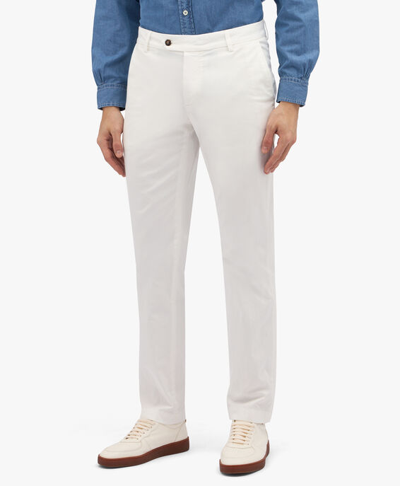 Brooks Brothers White Stretch Cotton Chinos White CPCHI026COBSP002WHITP001