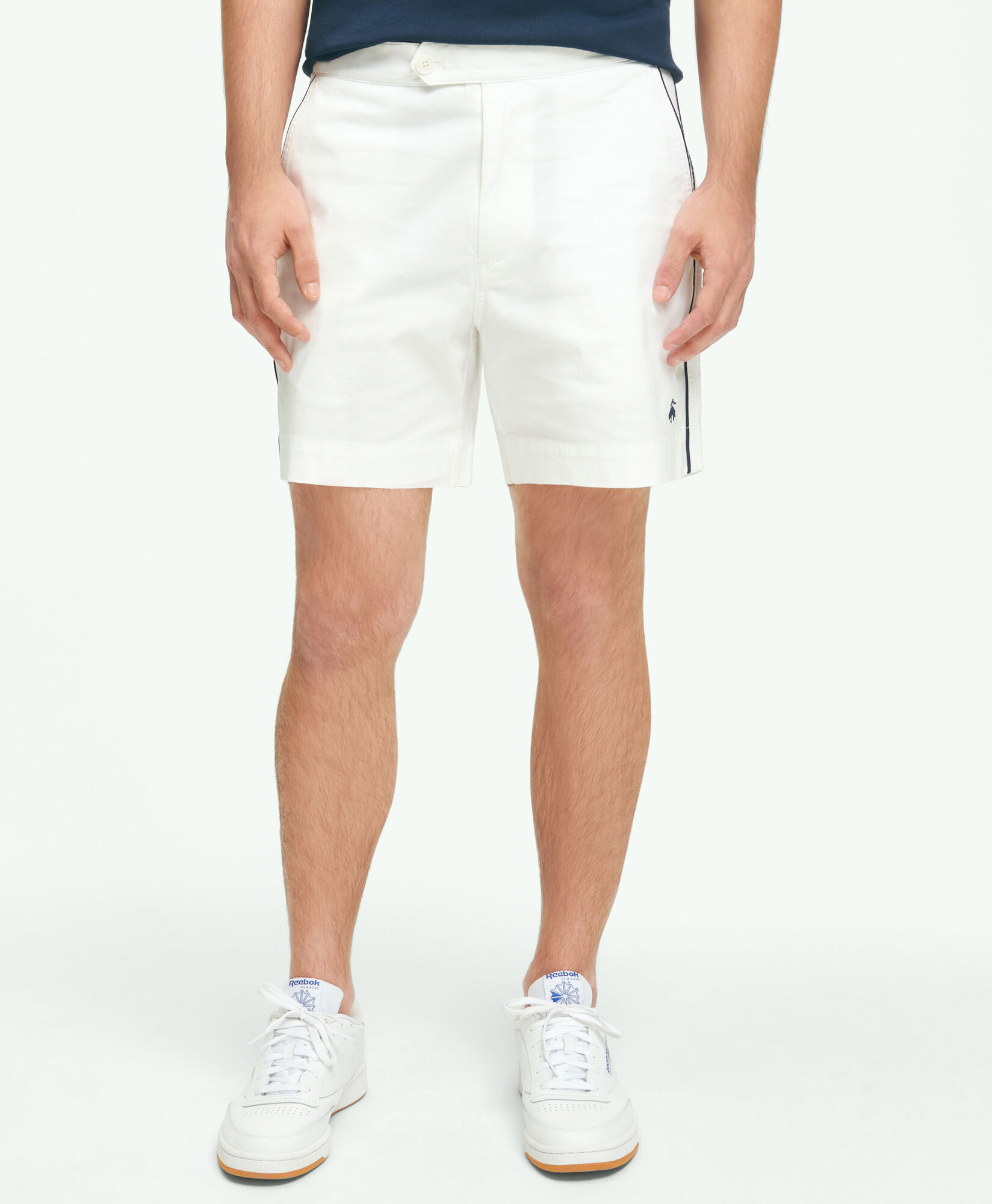 Brooks Brothers Tennis-Baumwoll-Shorts Weiß 1000090310US100187786
