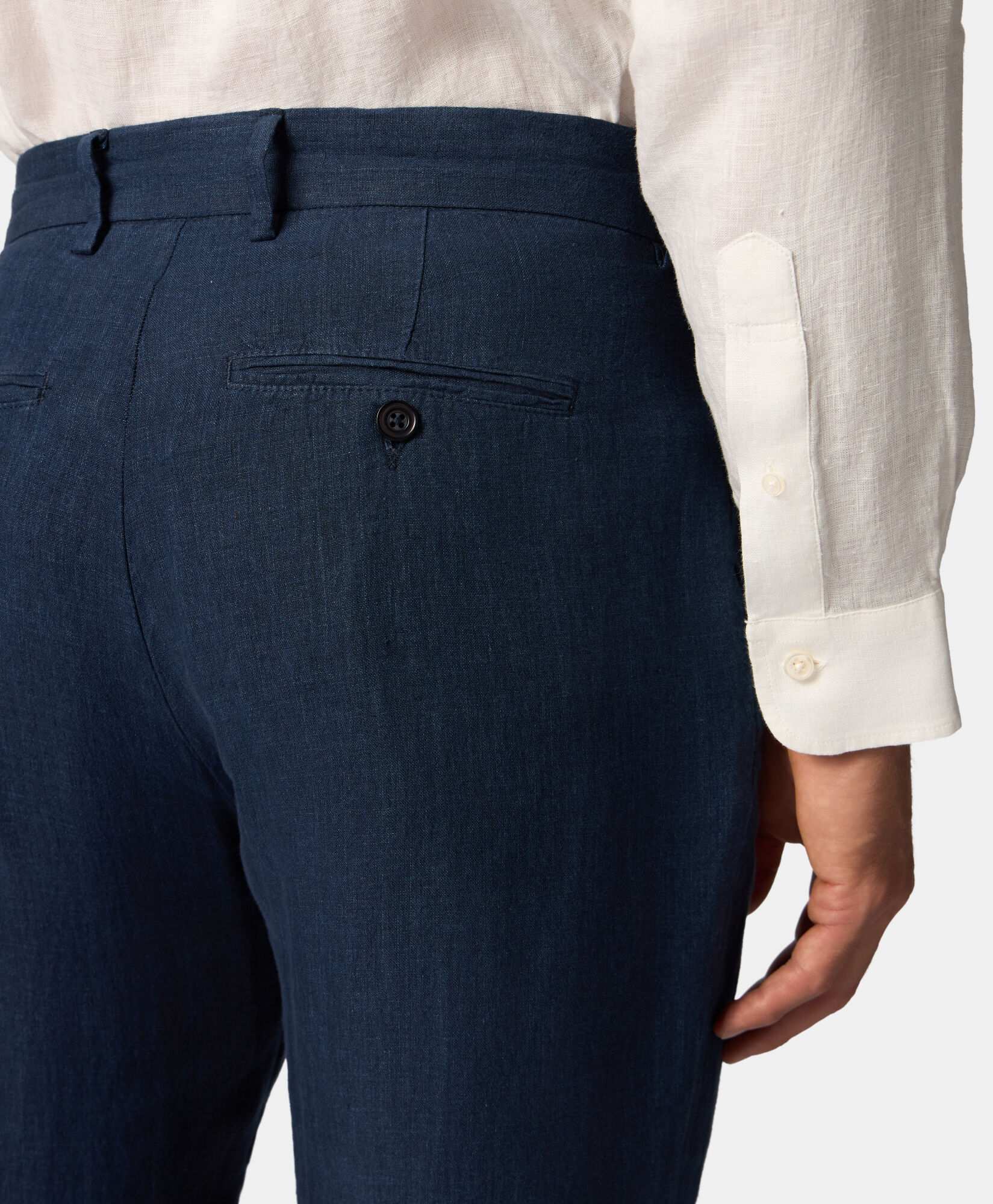 Brooks Brothers Linen Trousers Dark Navy DTROU021LIPLI001NAVYP003