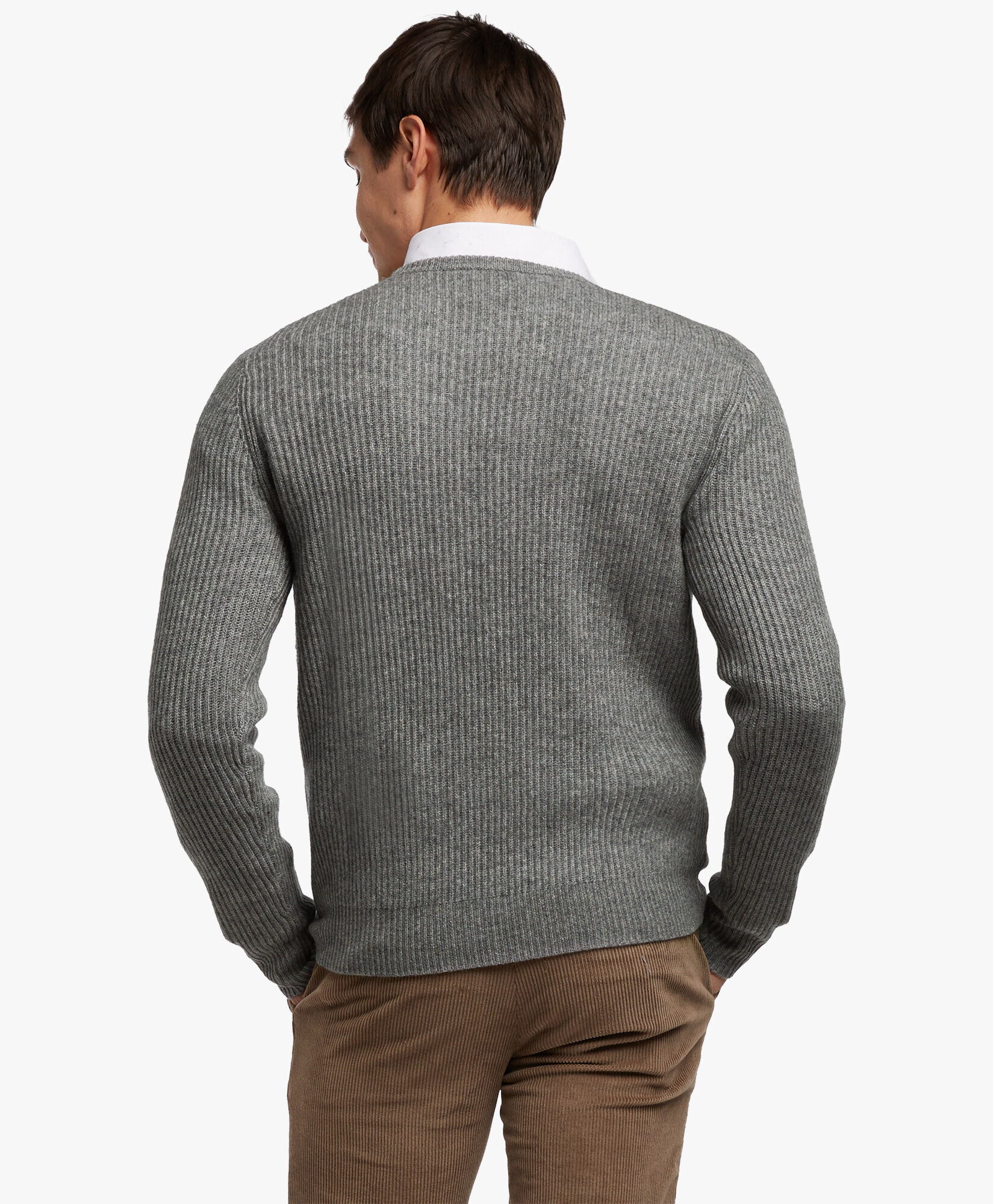 Ribbed Wool and Cashmere Sweater in Light Grey Brooks Brothers EU