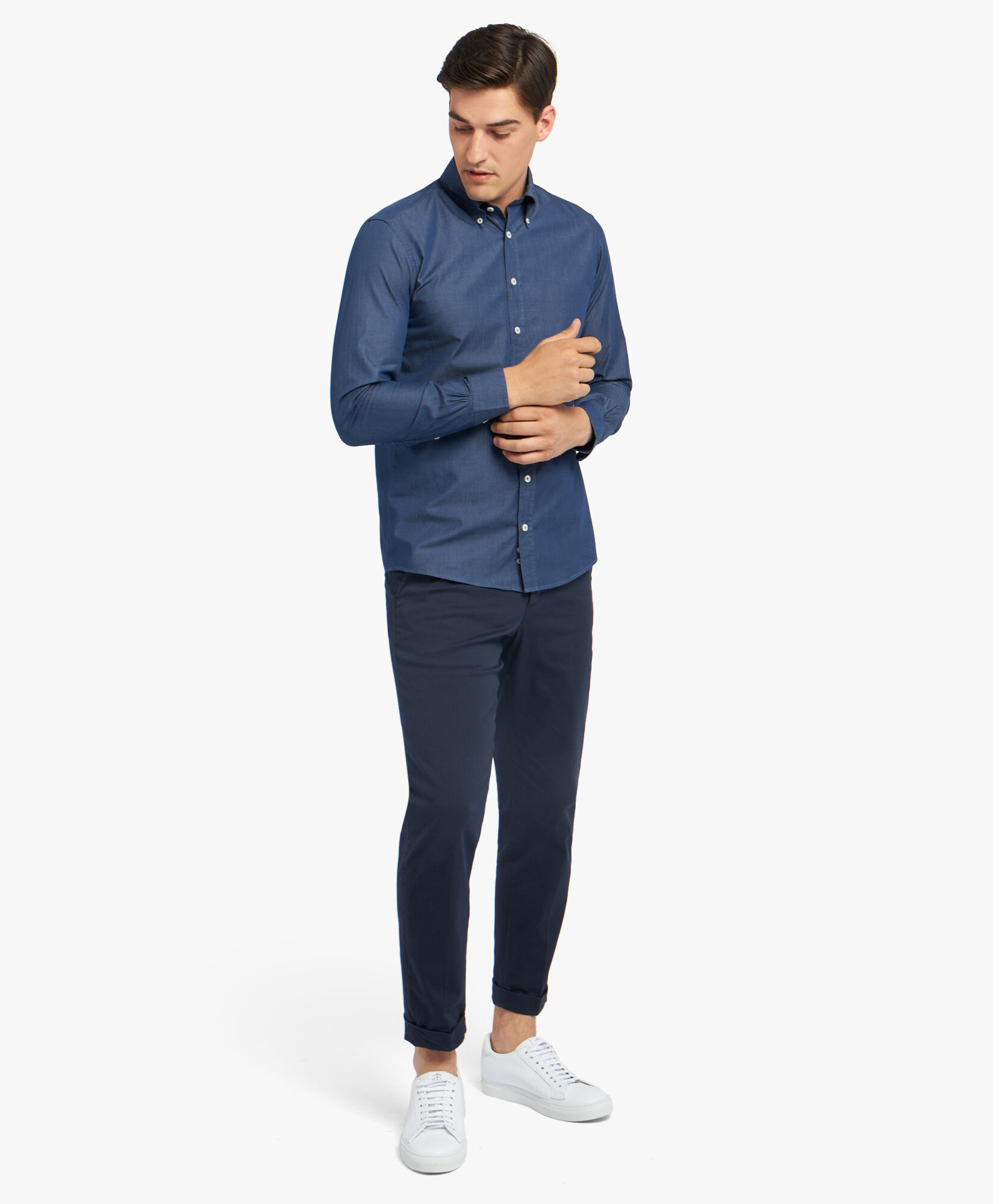 Brooks Brothers Slim Fit Denim Twill Button Down Shirt Blue CSHBD010COPCO001BLUEP001