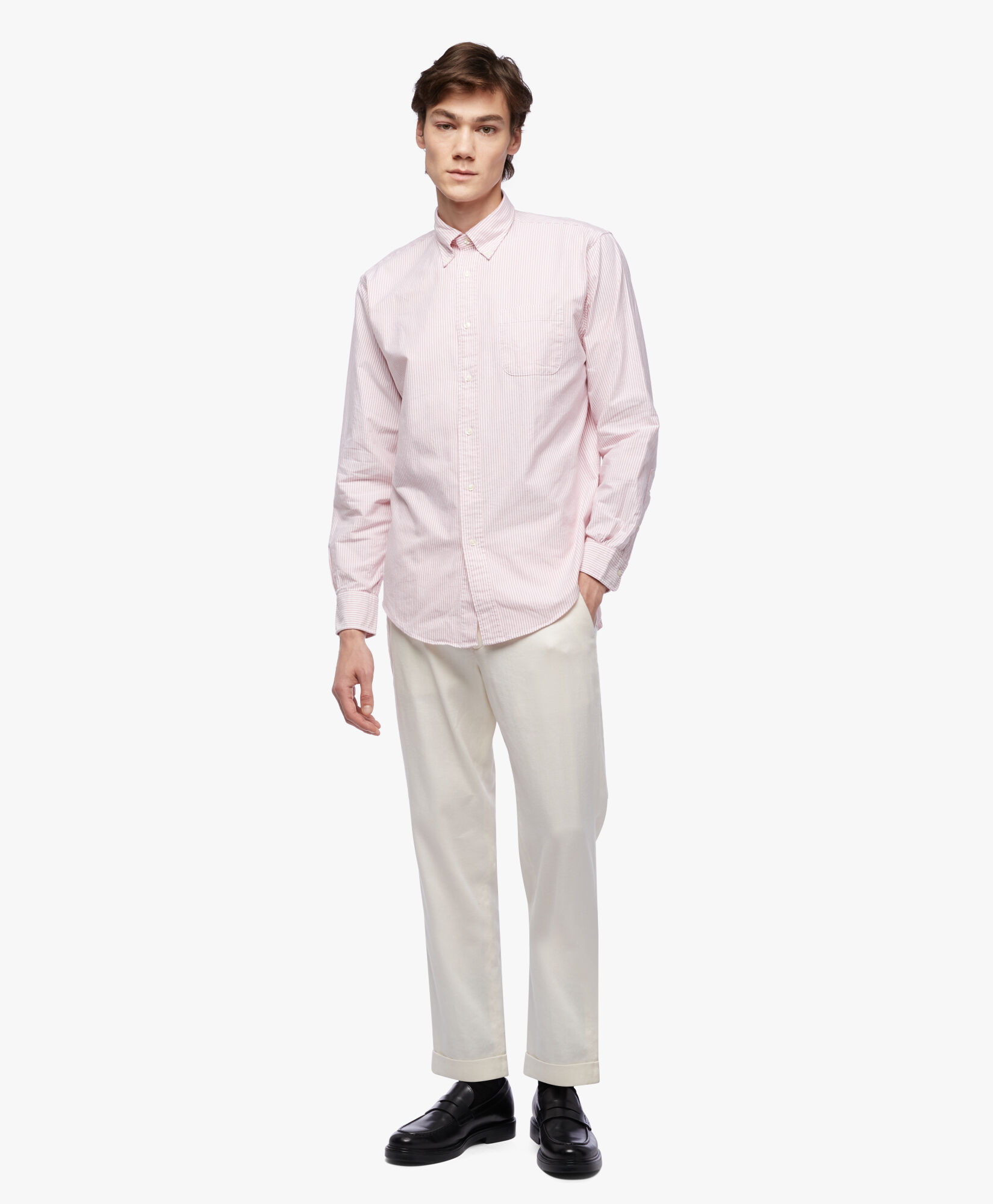 Original Polo Button Down Striped Oxford Shirt in Red Brooks