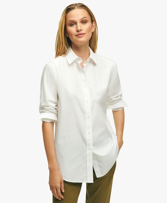 Brooks Brothers White Relaxed Fit Non-Iron Stretch Supima Cotton Shirt White 1000098323US100207638