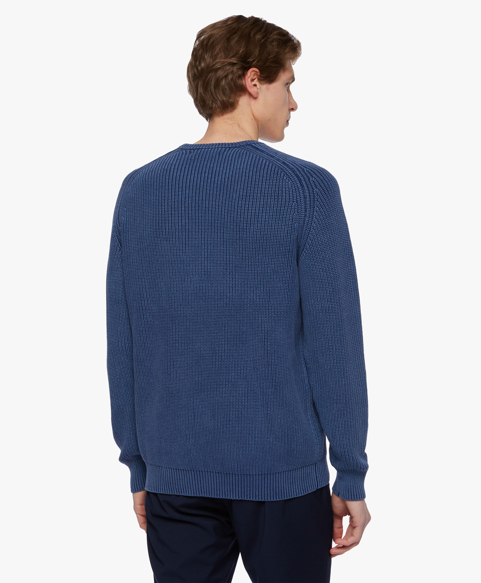 Blue Ribbed Cotton Sweater in Denim for Men Brooks Brothers UK