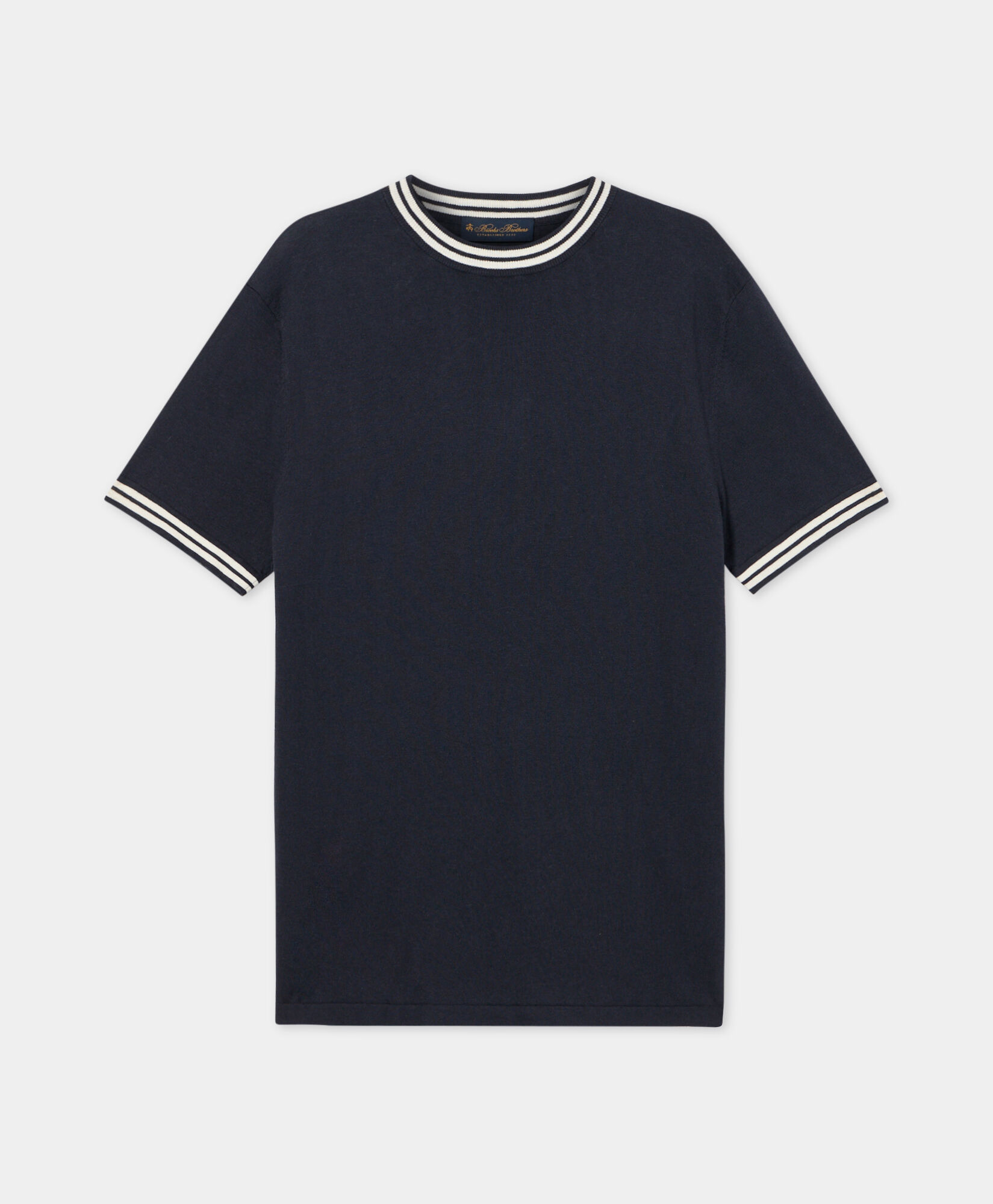 Brooks Brothers Organic Cotton-Linen T-shirt Navy KNCRN049COBLI004NAVYP001