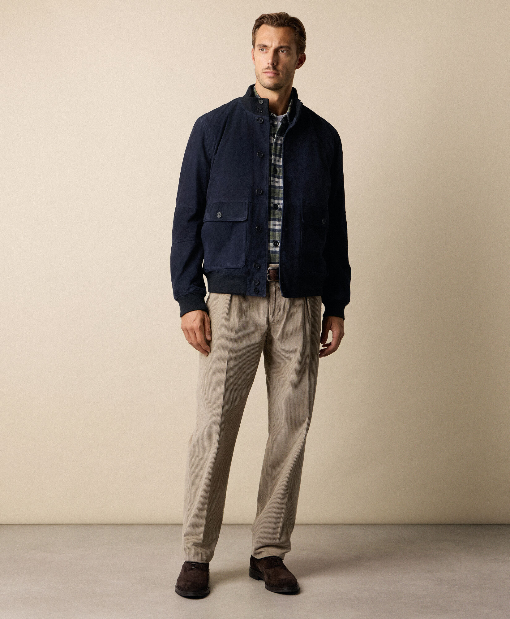 Brooks Brothers Bomber Suede Jacket Light Blue COBOM012LTPLT002BLUEP003