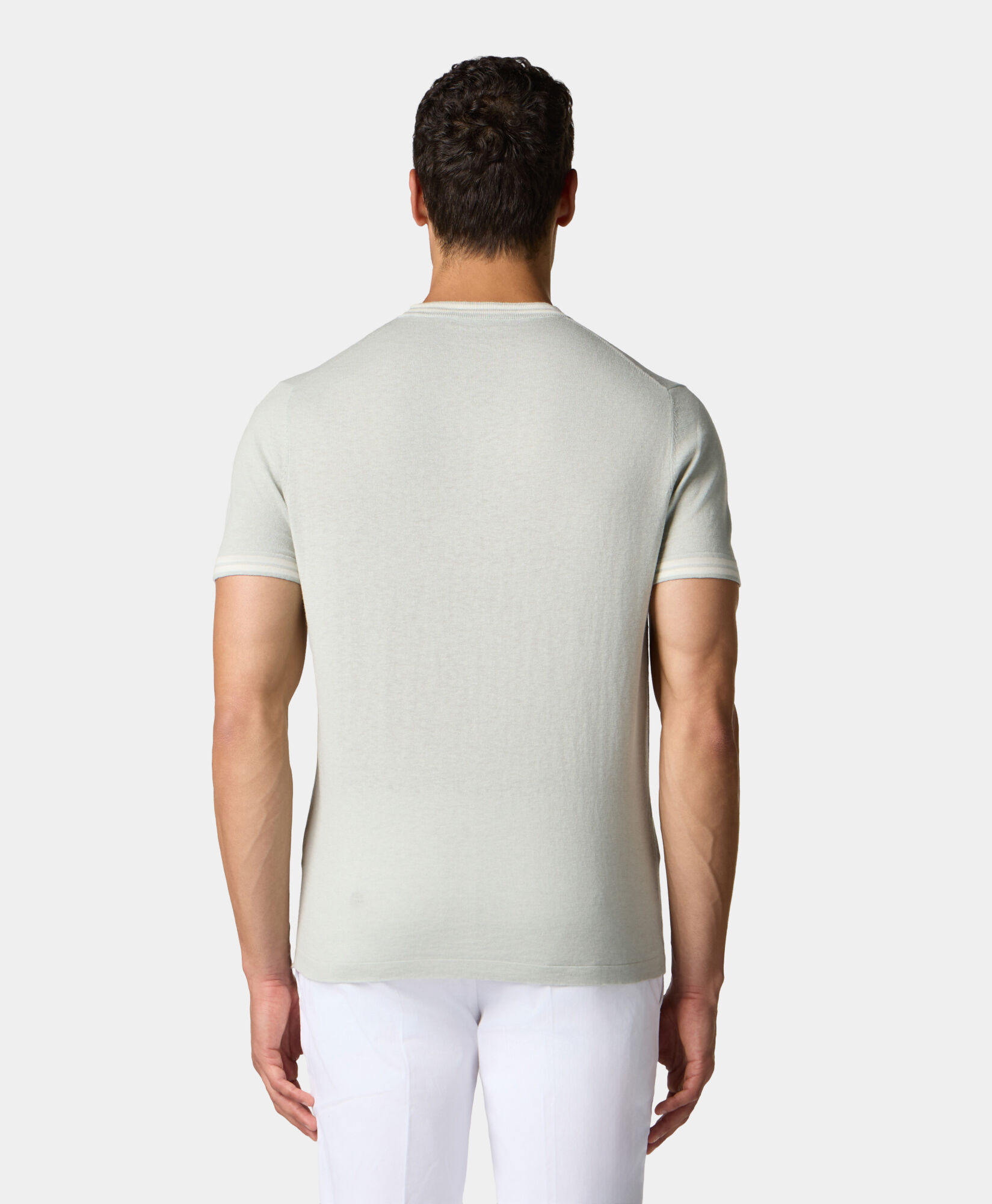 Brooks Brothers Organic Cotton-Linen T-shirt Teal KNCRN049COBLI004TEALP001