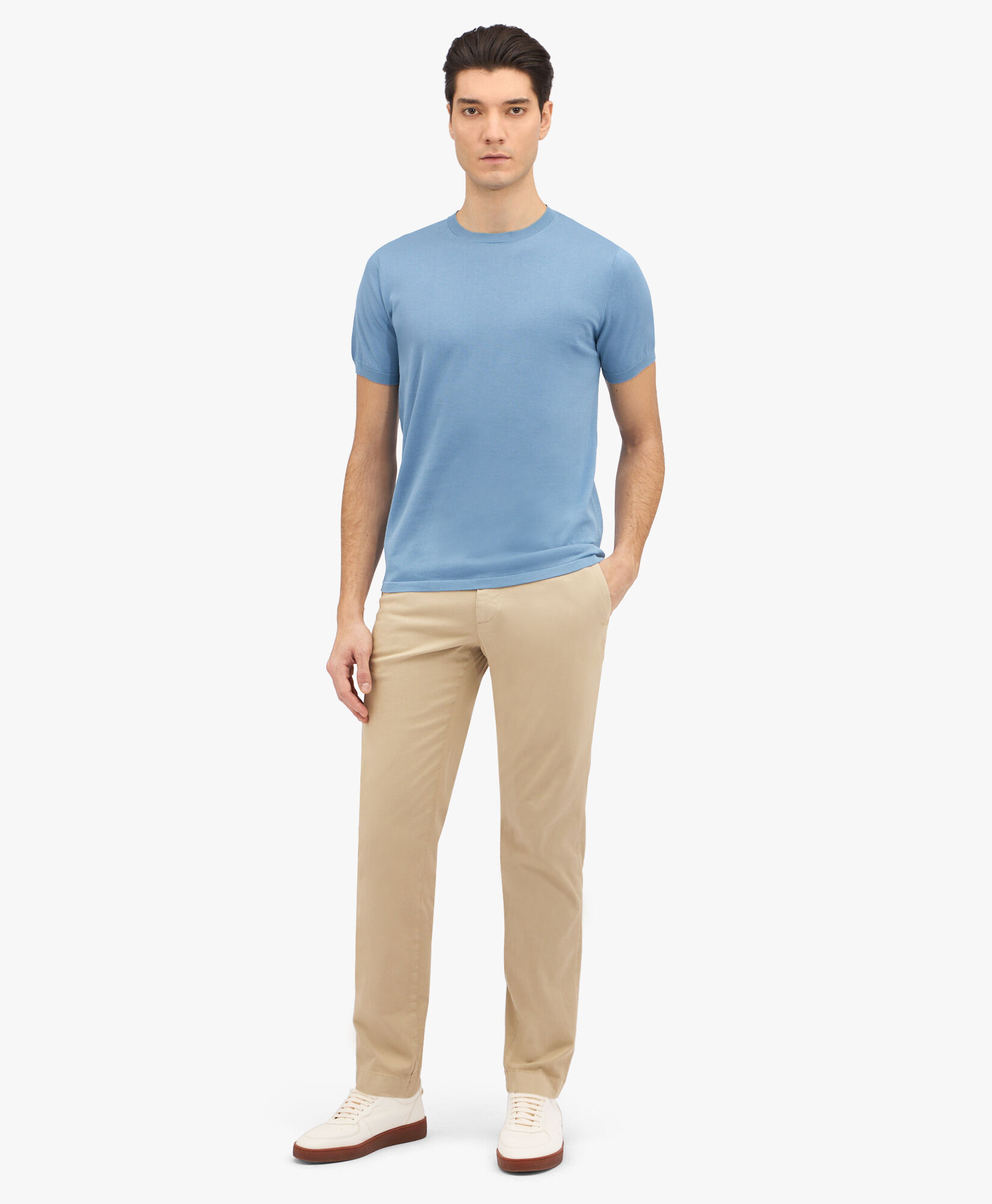 Light Blue Mako Cotton Short Sleeve Sweater in Light Blue for Men Brooks Brothers EU