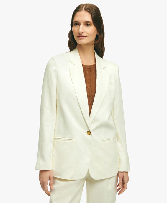 Brooks Brothers White Linen One-Button Jacket Marshmallow 1000098235US100207094